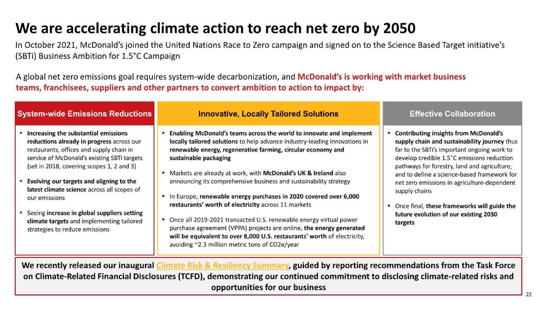 we are accelerating climate action to reach net zero by | McDonald's