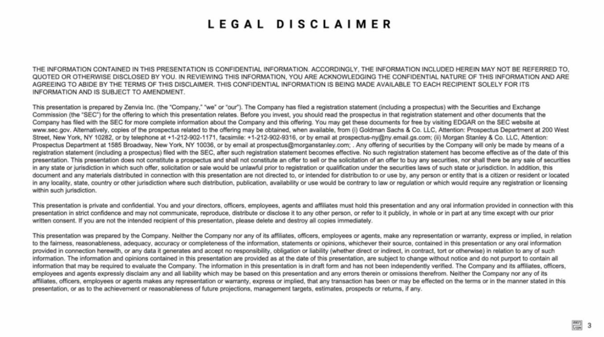 legal disclaimer | Zenvia