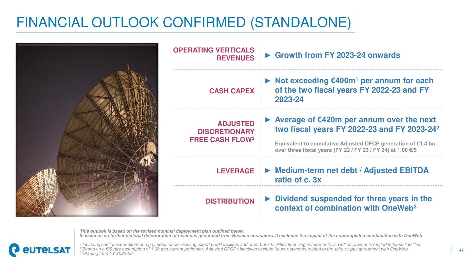 financial outlook confirmed | Eutelsat