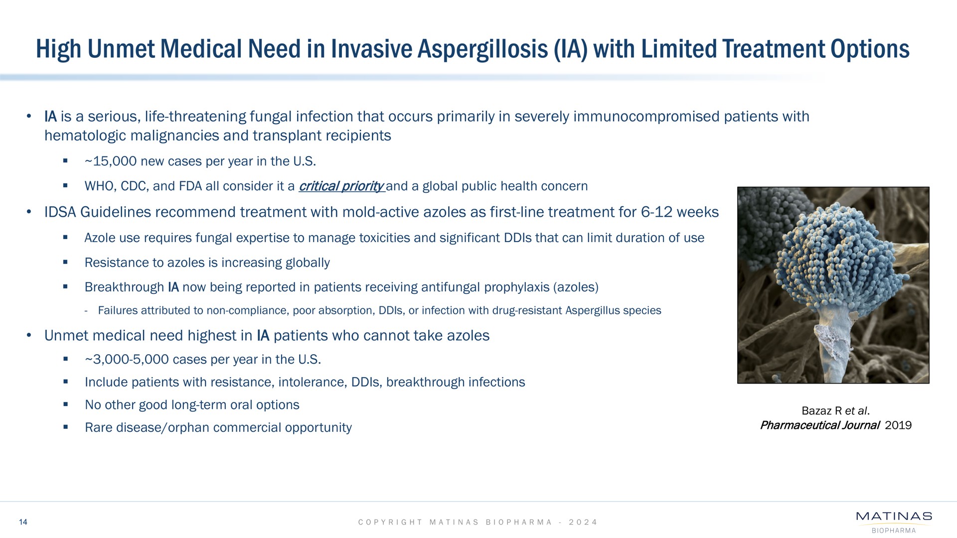 high unmet medical need in invasive aspergillosis with limited treatment options | Matinas BioPharma
