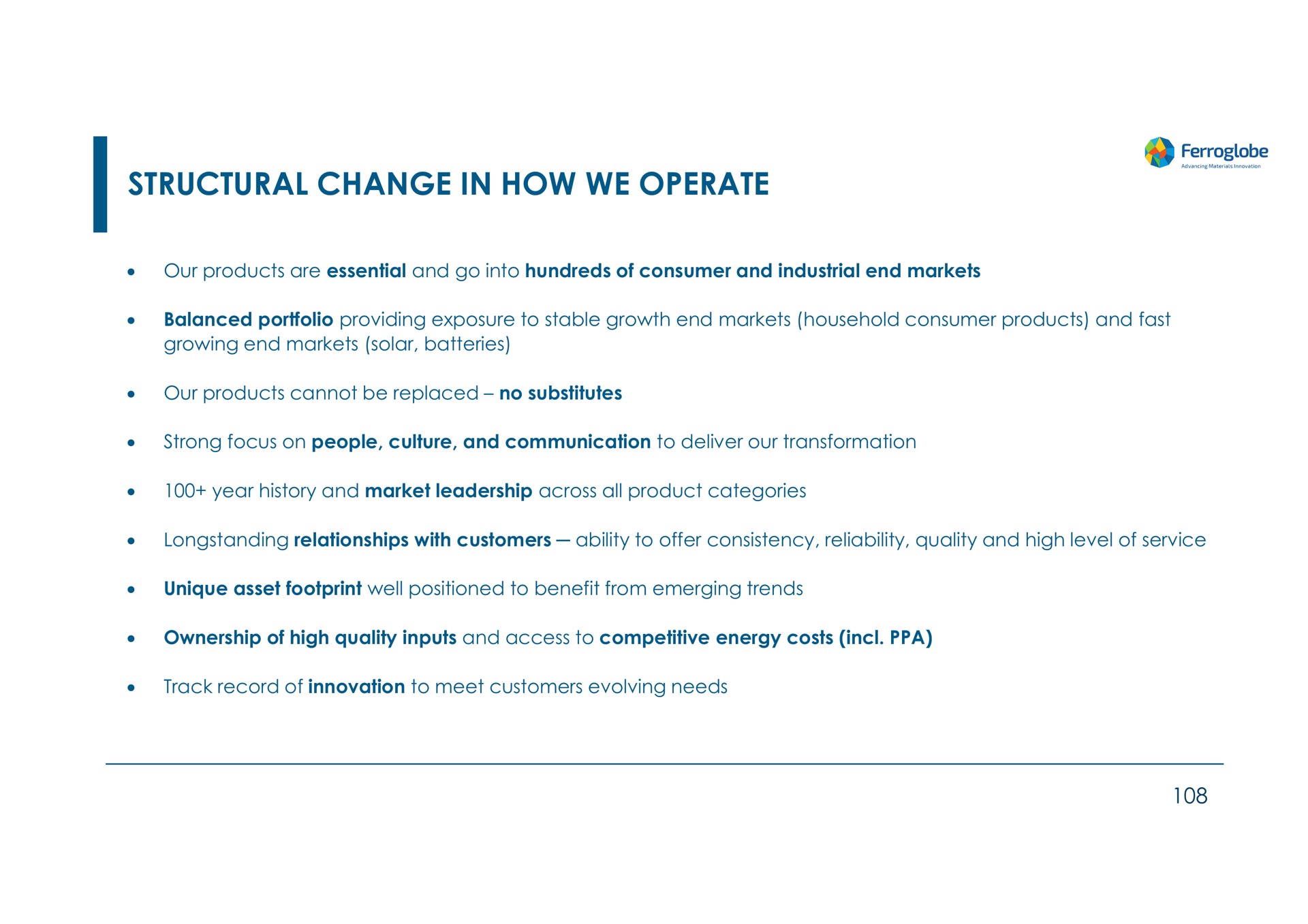 structural change in how we operate | Ferroglobe