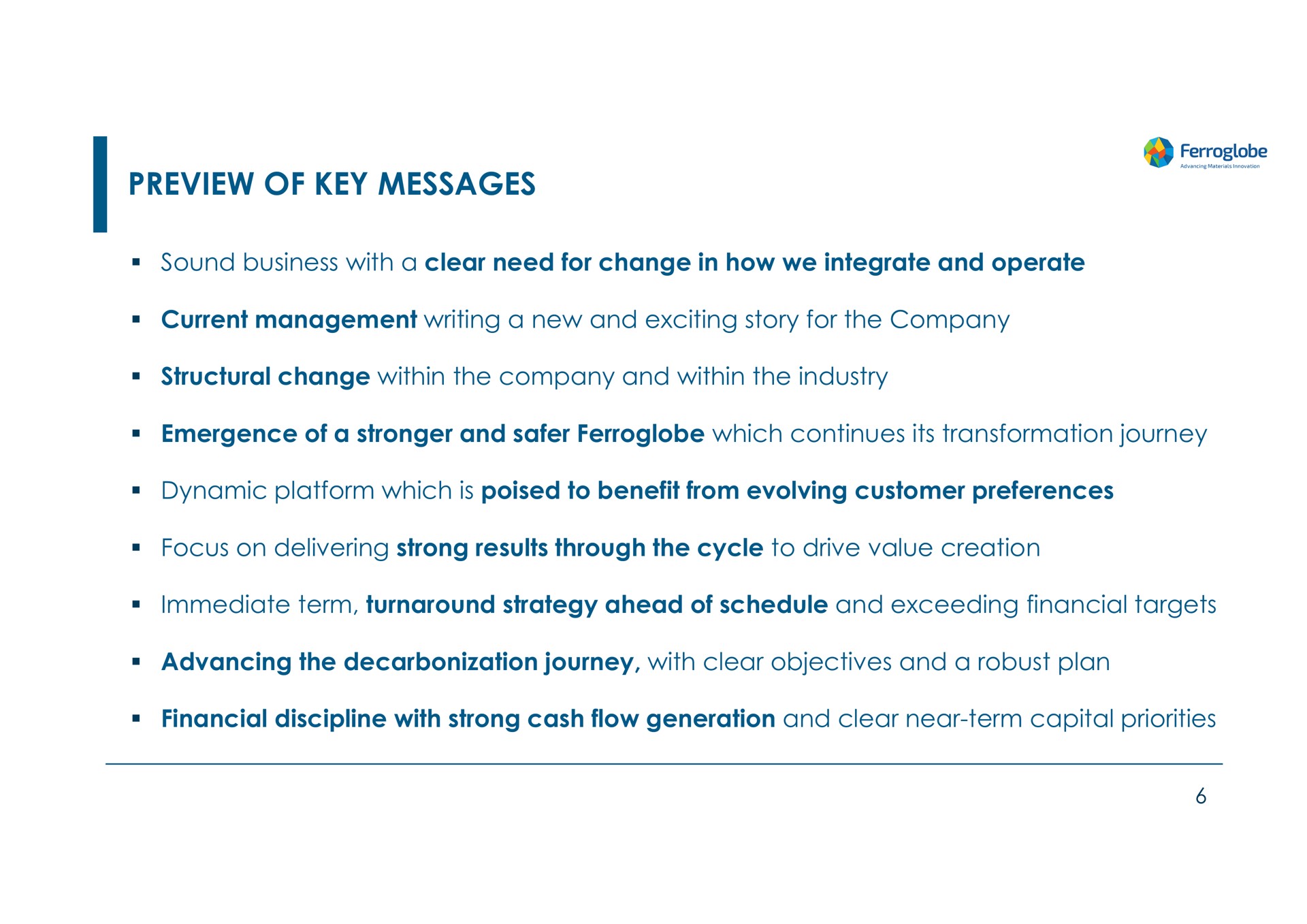 preview of key messages | Ferroglobe