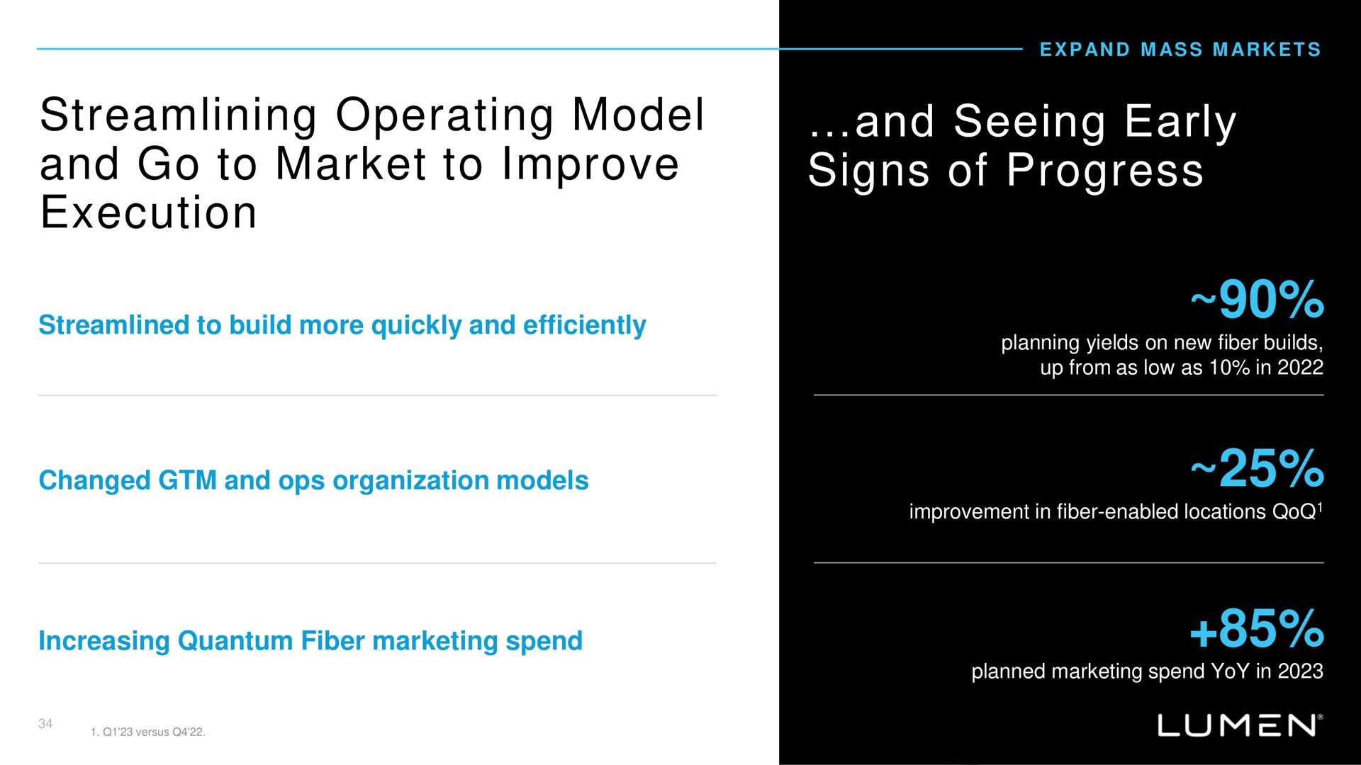 streamlining operating model and go to market to improve execution and seeing early signs of progress | Lumen