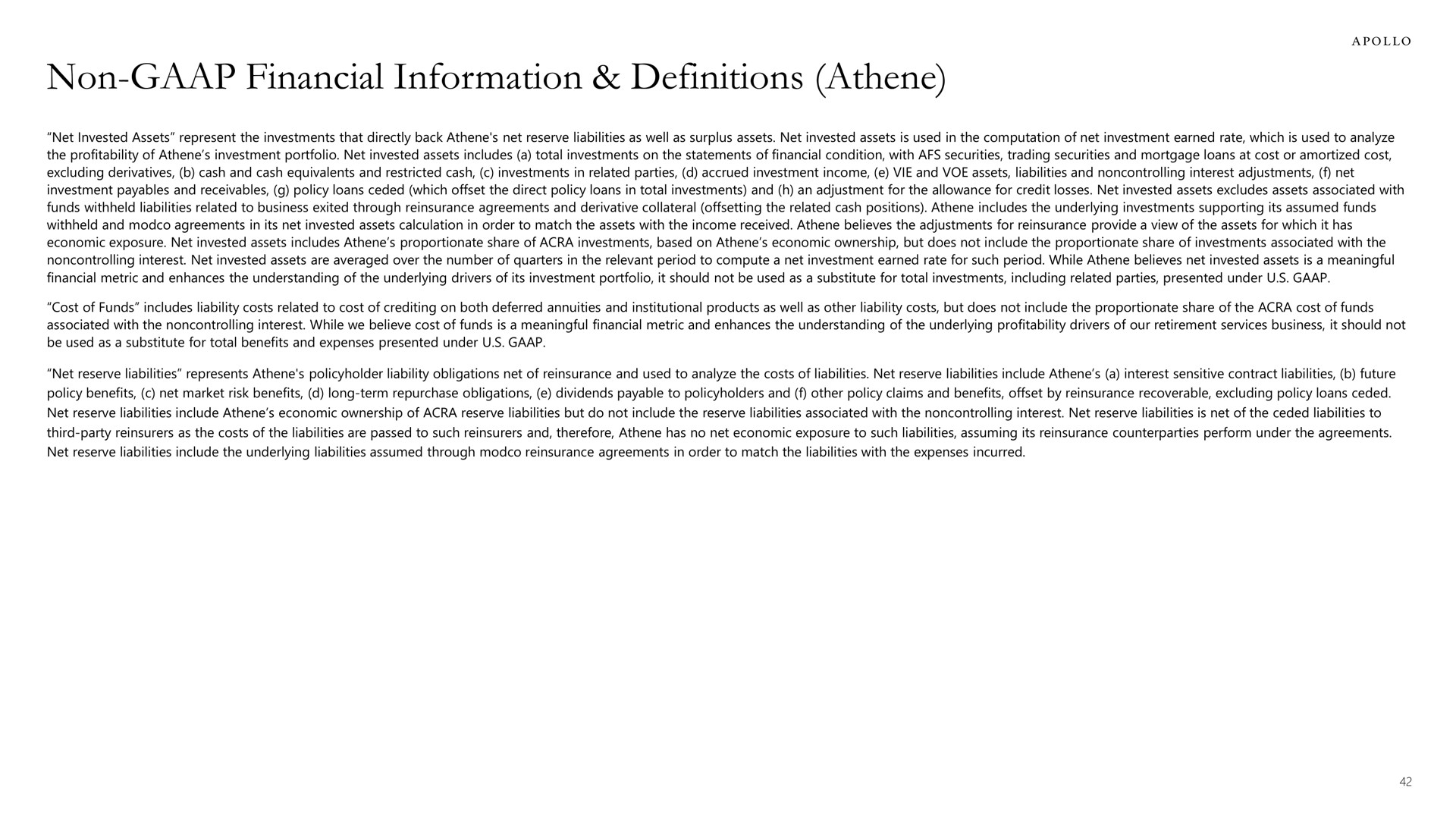 non financial information definitions | Apollo Global Management