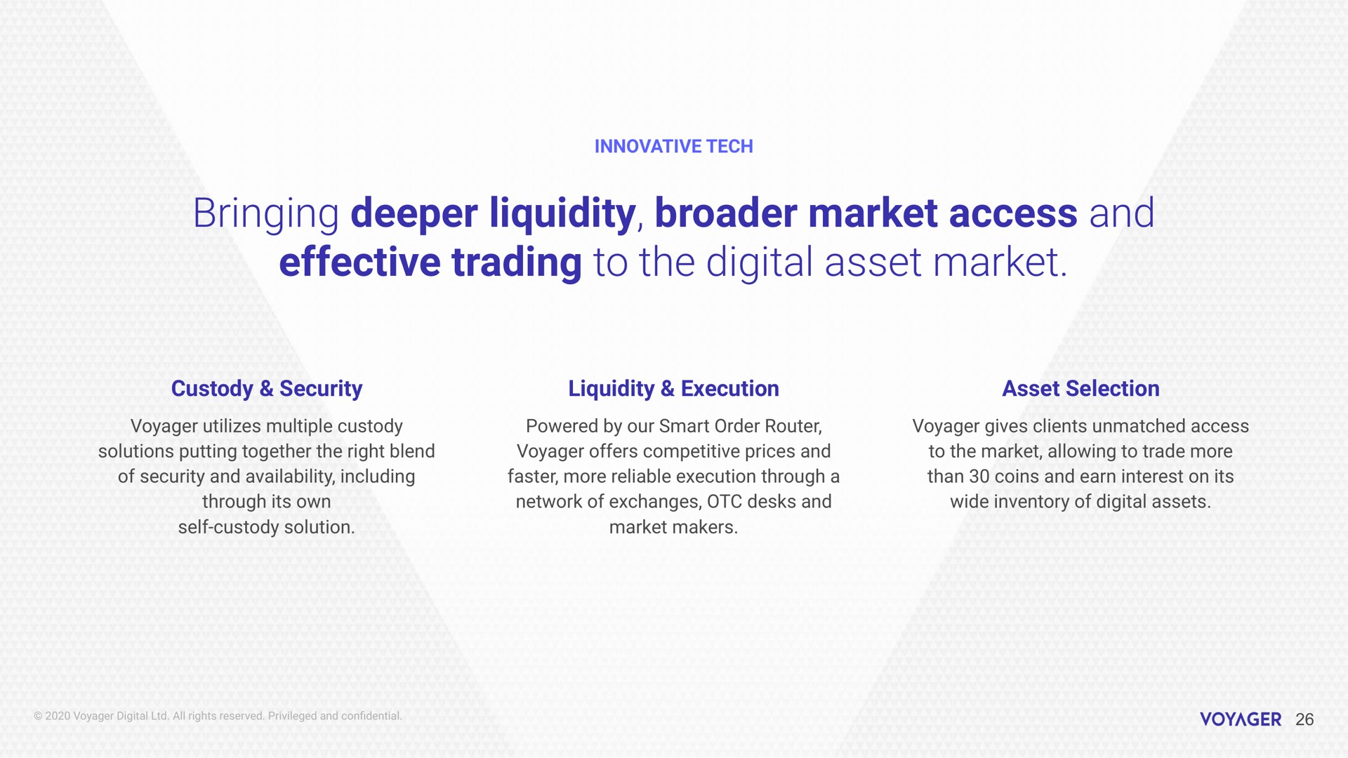 bringing liquidity market access and effective trading to the digital asset market | Voyager Digital