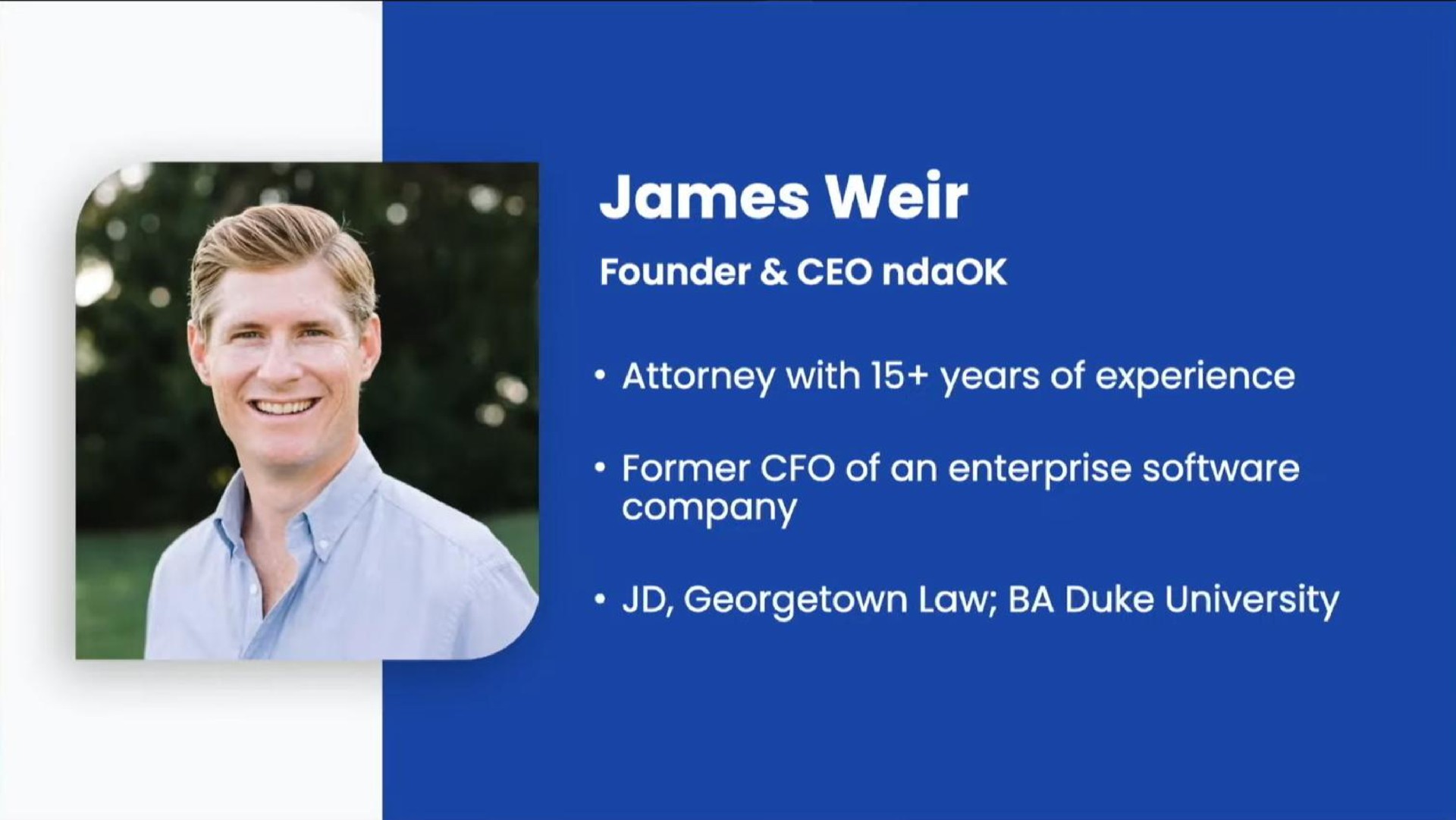 james founder attorney with years of experience former of an enterprise company law duke university | ndaOK