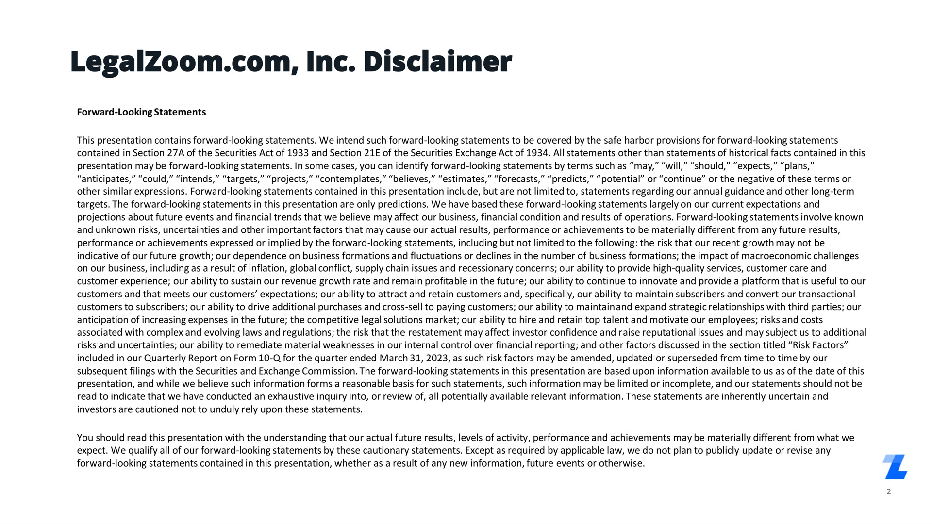 disclaimer | LegalZoom.com