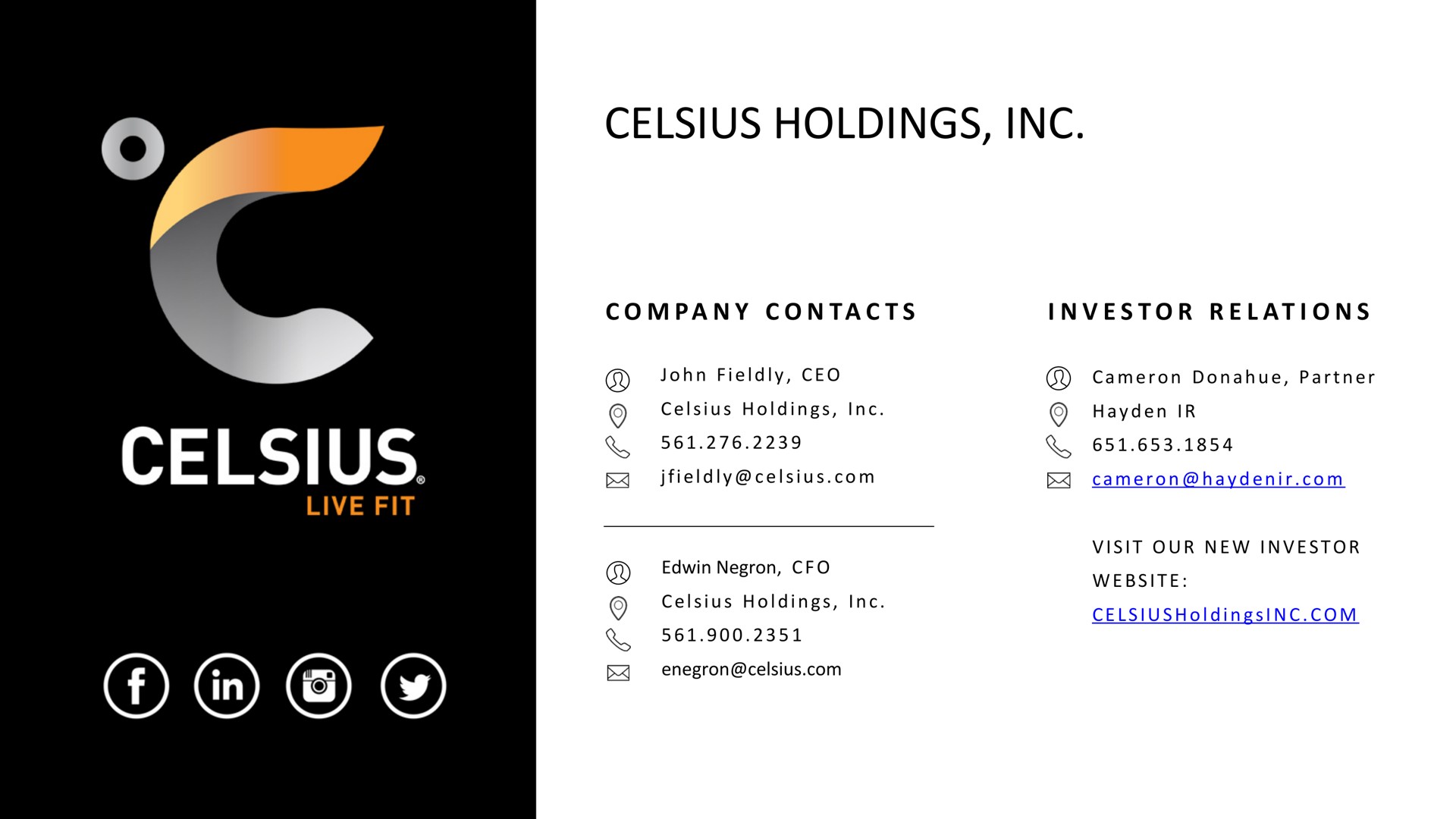 holdings a a i a i | Celsius Holdings
