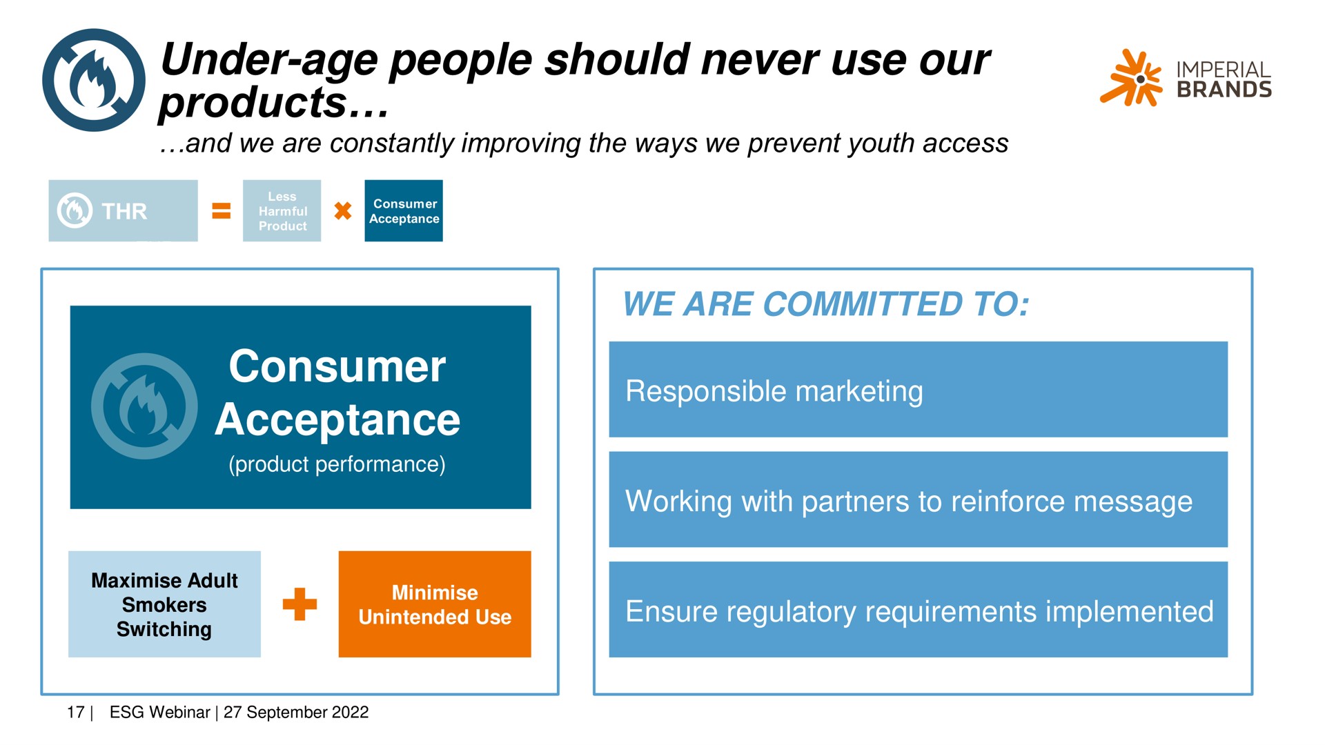 under age people should never use our products consumer acceptance imperial me | Imperial Brands