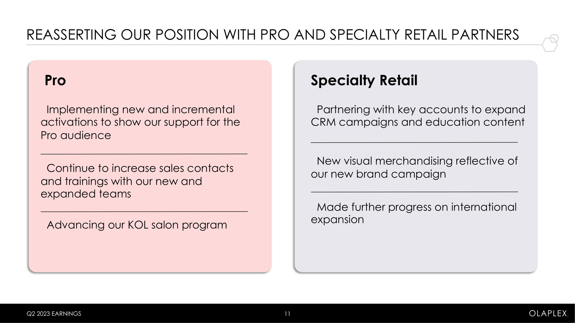 reasserting our position with pro and specialty retail partners pro specialty retail | Olaplex