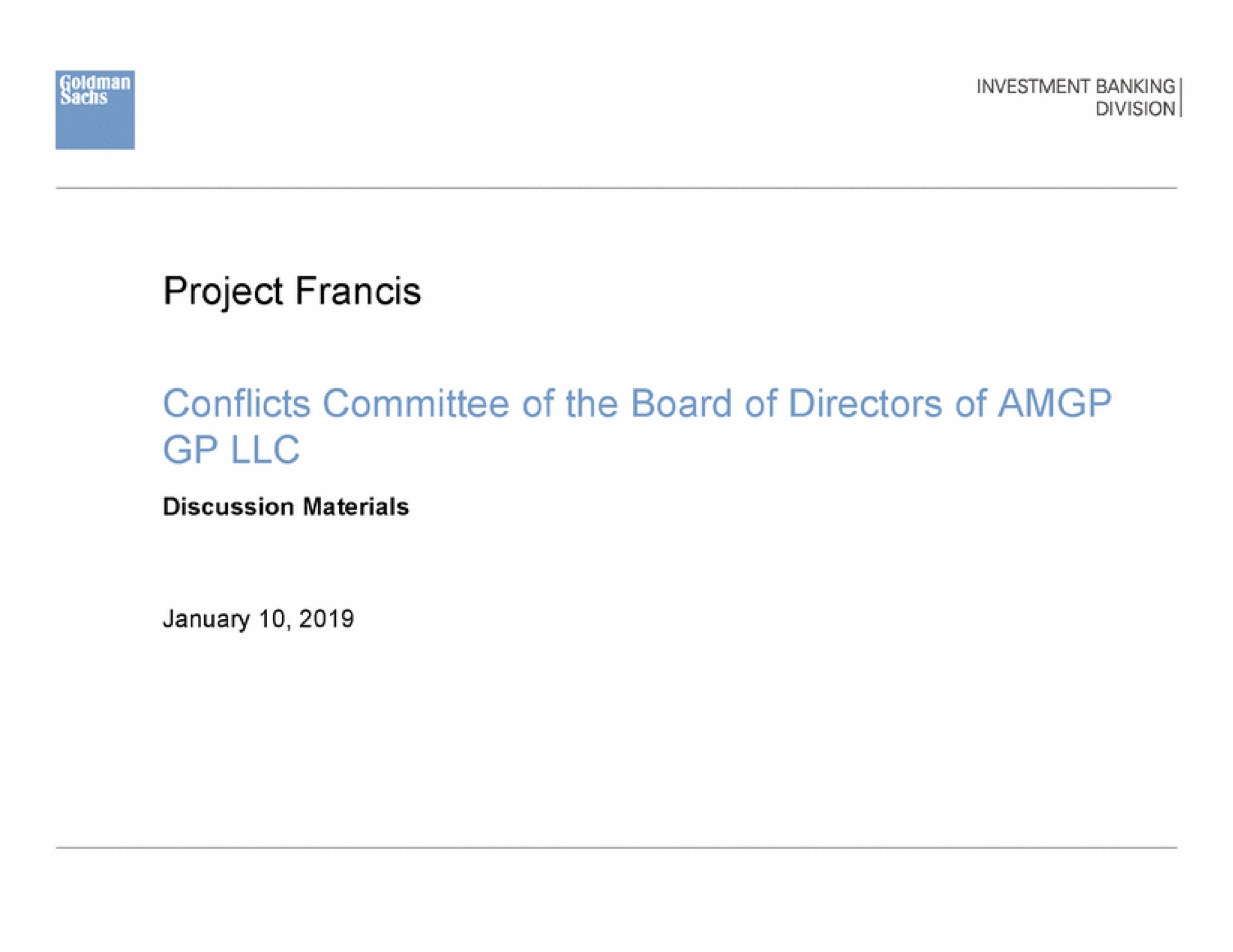 project conflicts committee of the board of directors of | Goldman Sachs
