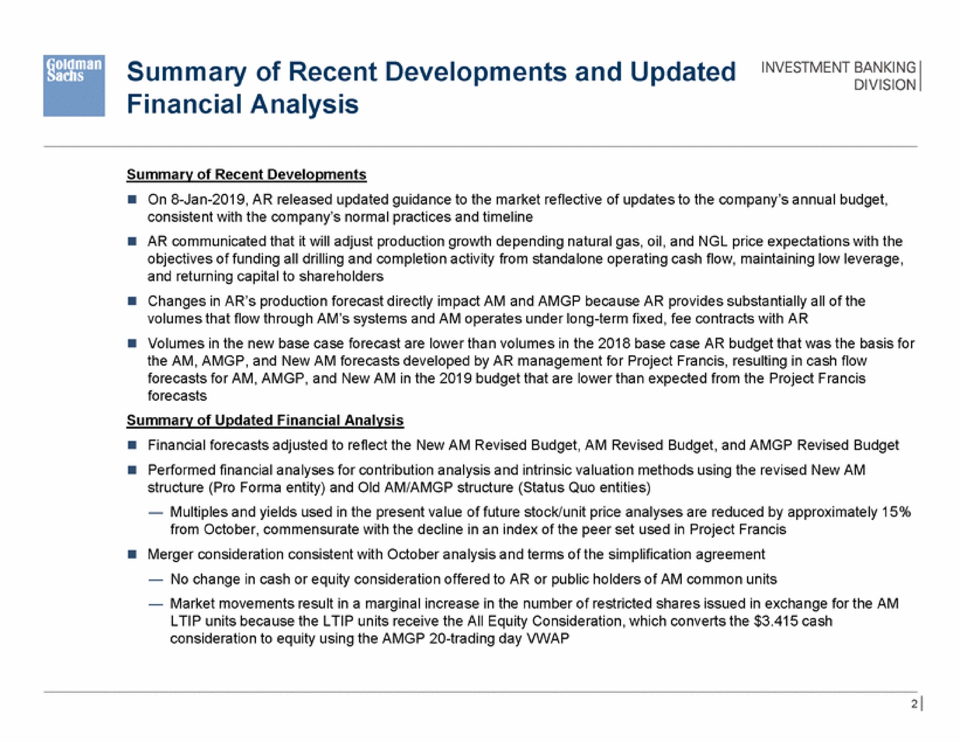 summary of recent developments and updated banking financial analysis | Goldman Sachs