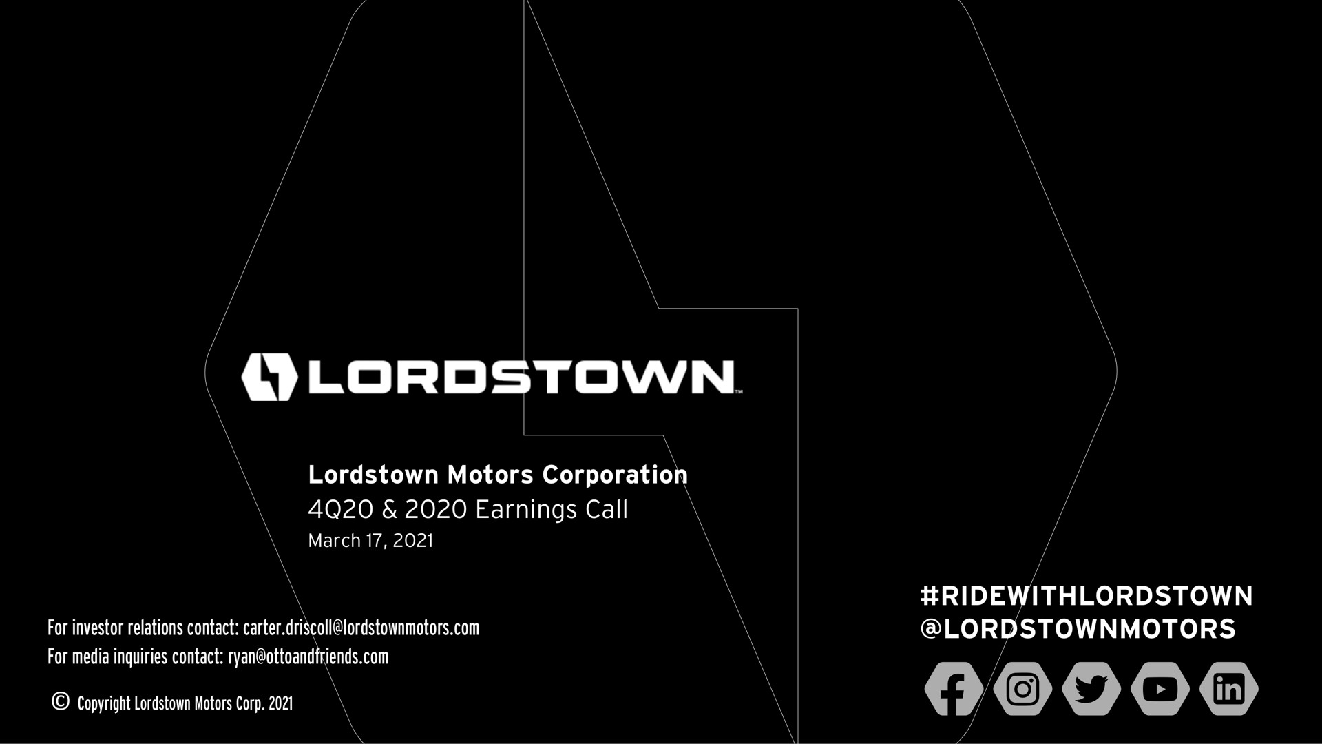 motors corporation earnings call march for investor relations contact carter for media inquiries contact copyright motors corp cam lace | Lordstown Motors