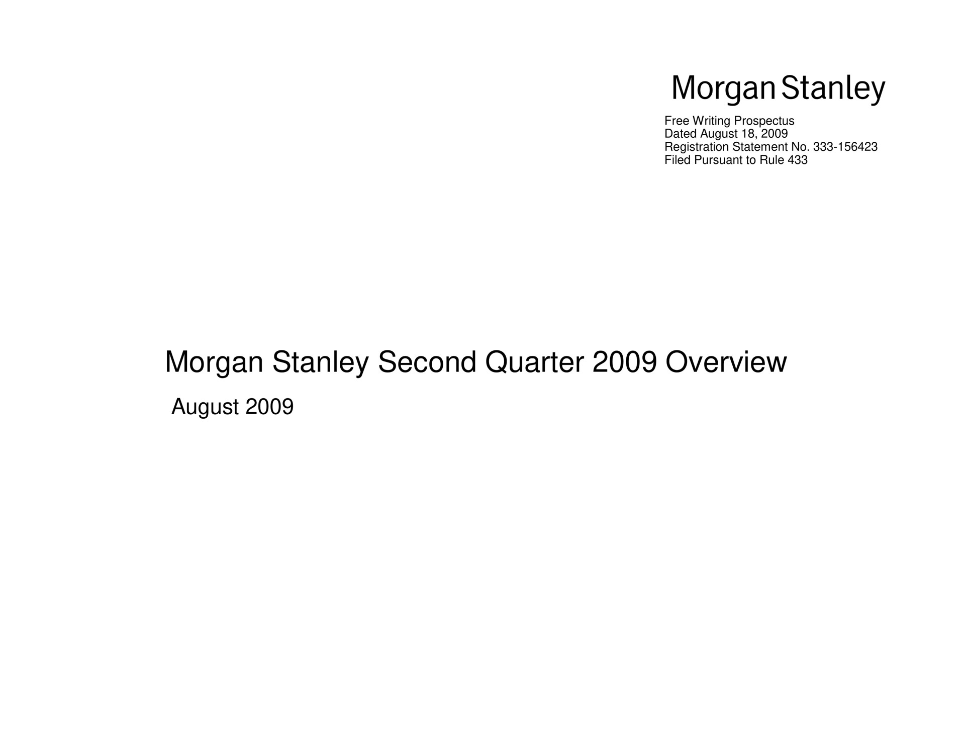 morgan second quarter overview august | Morgan Stanley