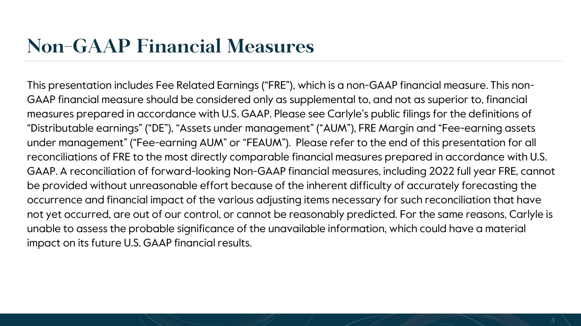 non financial measures | Carlyle