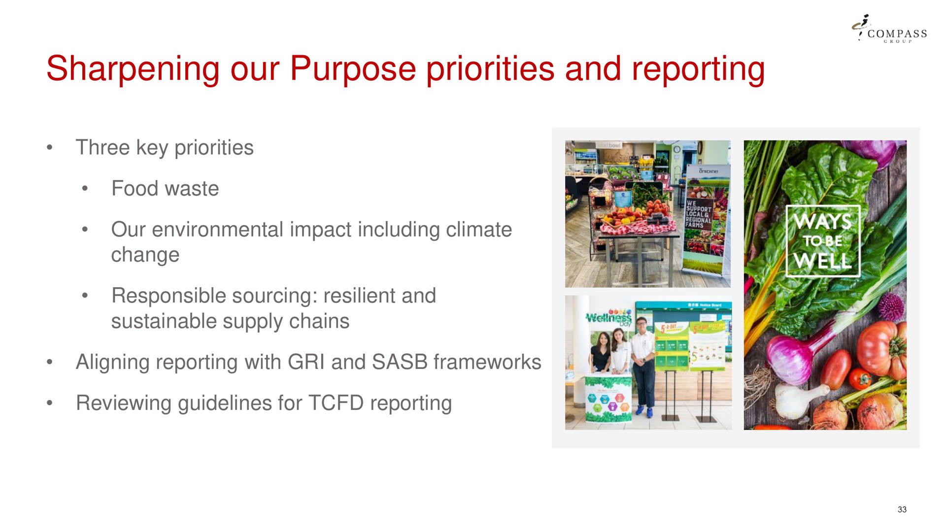 sharpening our purpose priorities and reporting | Compass Group