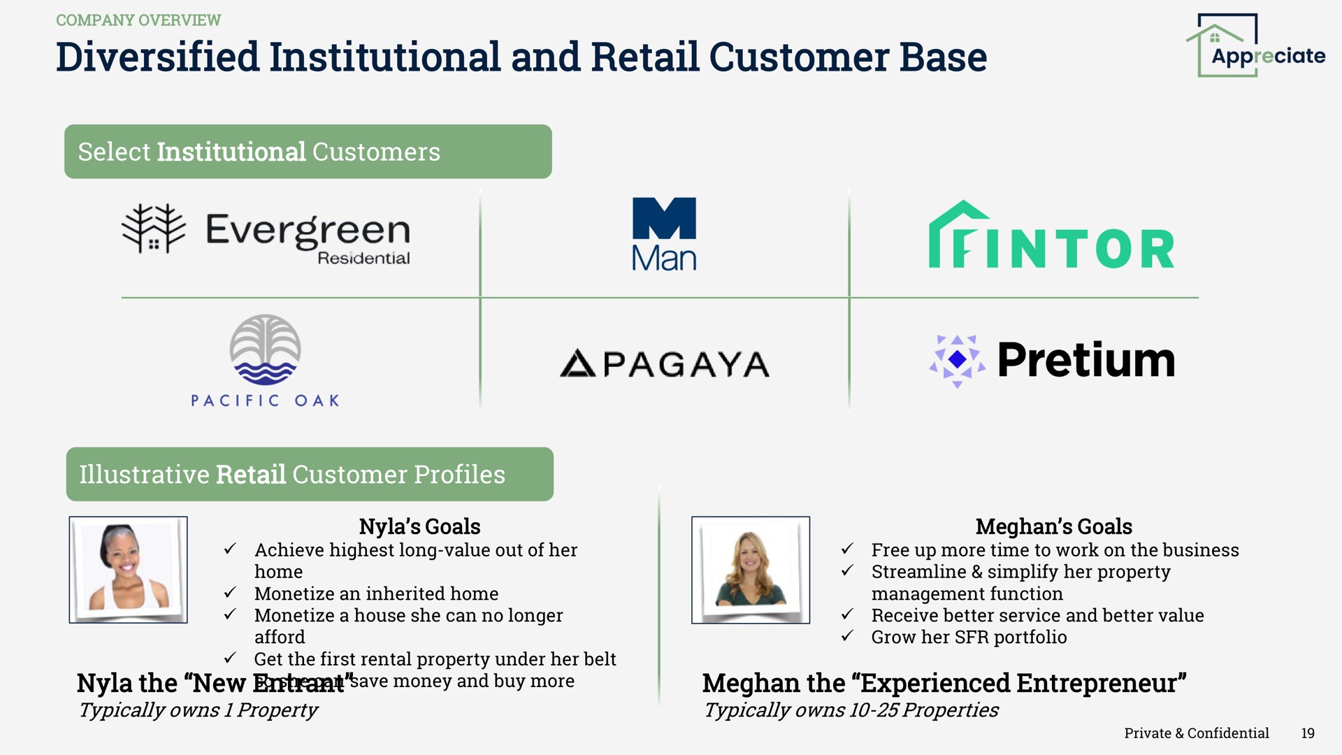 diversified institutional and retail customer base appreciate evergreen as | Appreciate