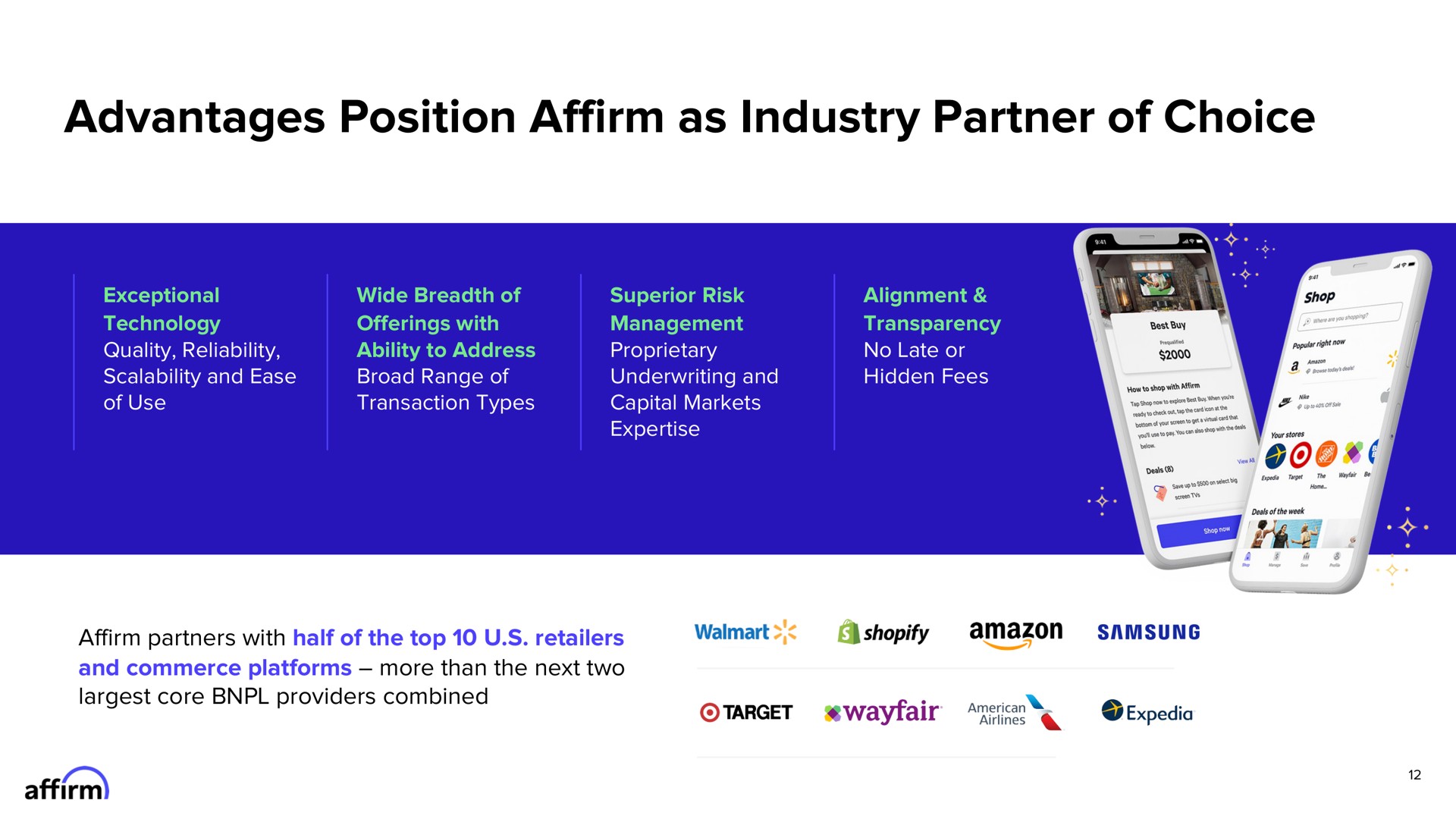 advantages position affirm as industry partner of choice | Affirm