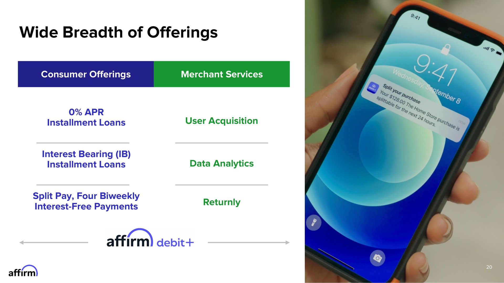 wide breadth of offerings affirm debit | Affirm
