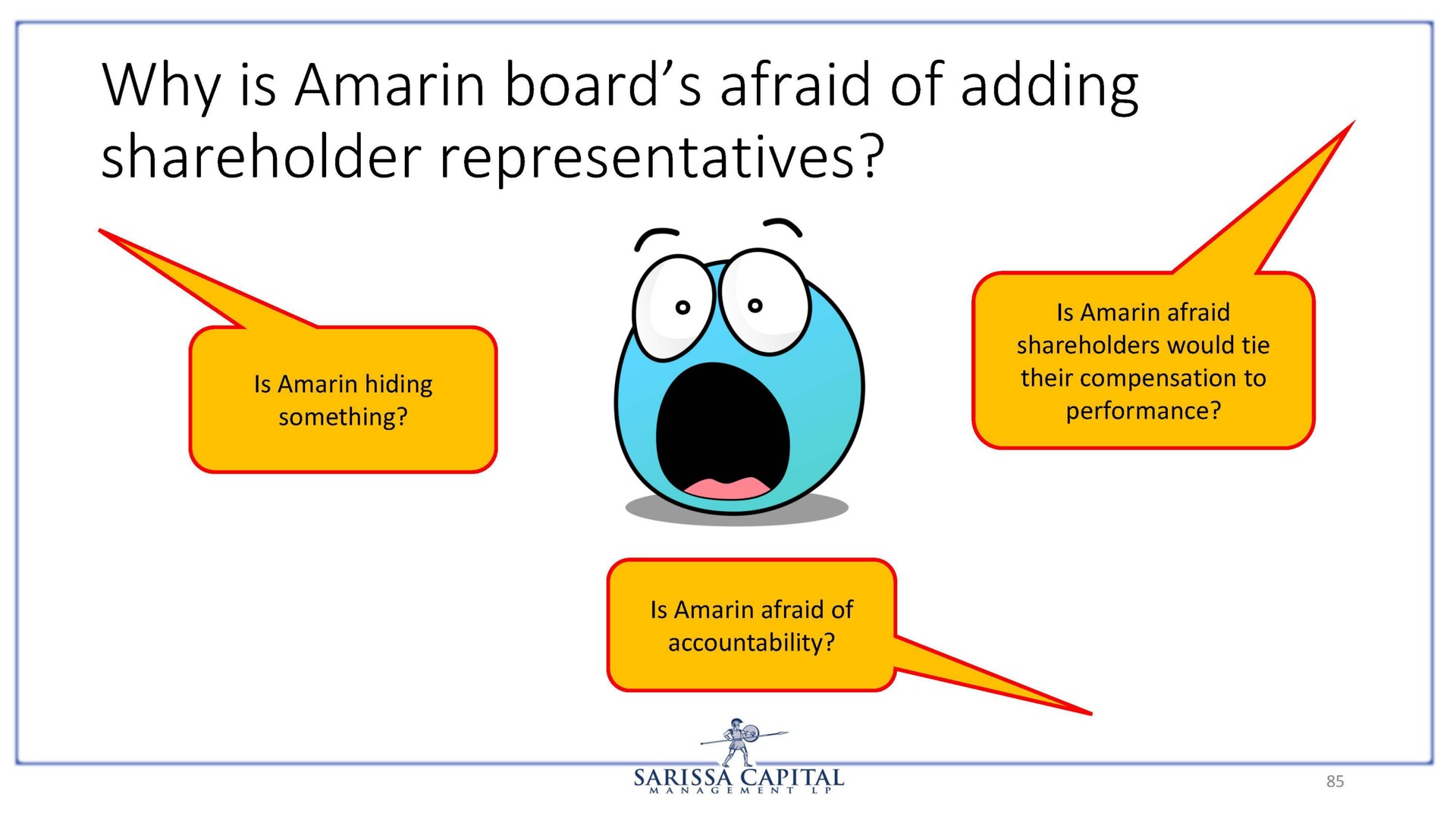 why is amarin board afraid of adding shareholder representatives | Sarissa Capital