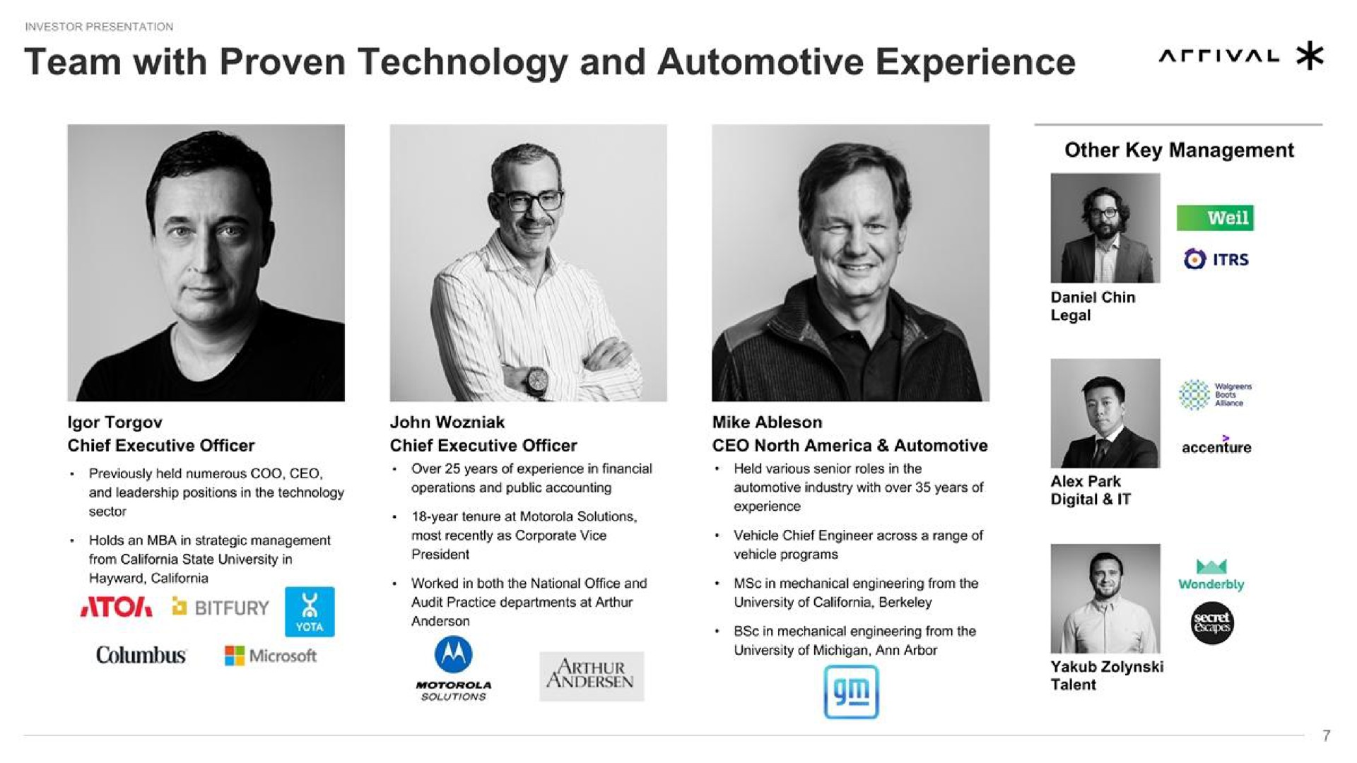 team with proven technology and automotive experience | Arrival