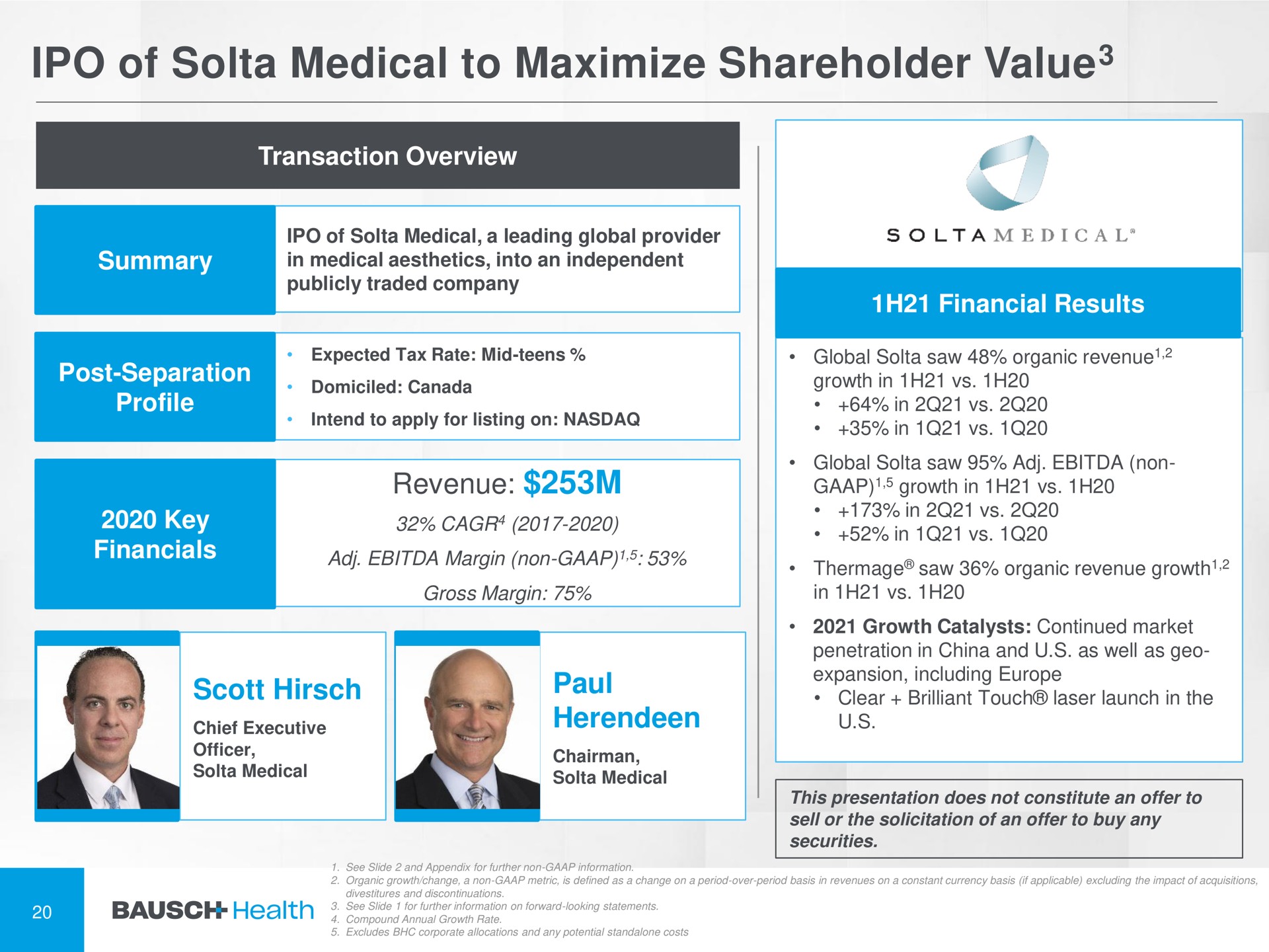 of medical to maximize shareholder value value | Bausch Health Companies