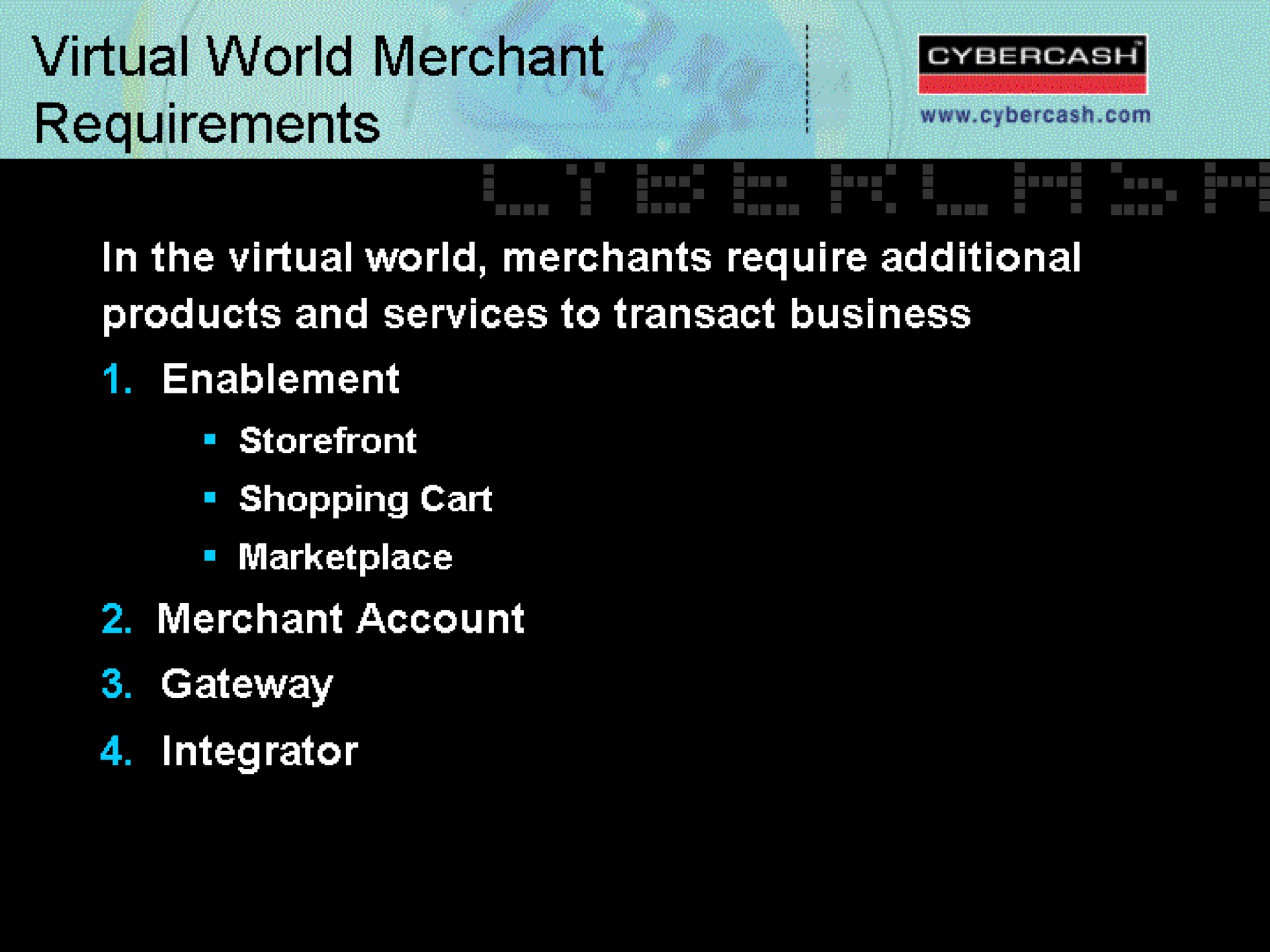 virtual merchant requirements | CyberCash