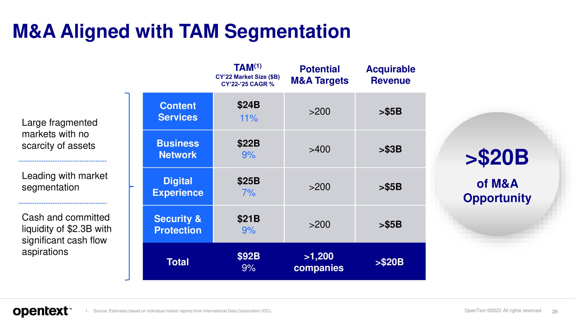 a aligned with tam segmentation of a opportunity | OpenText