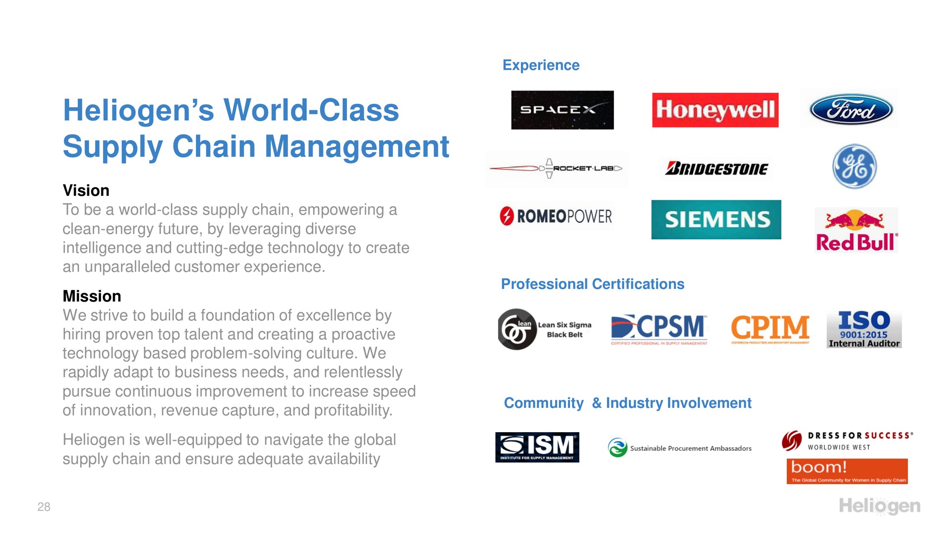 world class supply chain management in | Heliogen