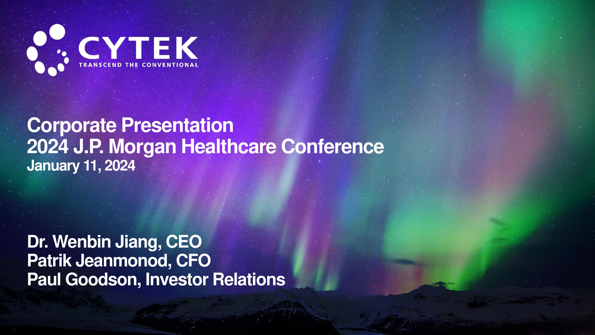 corporate presentation morgan conference investor relations bel | Cytek