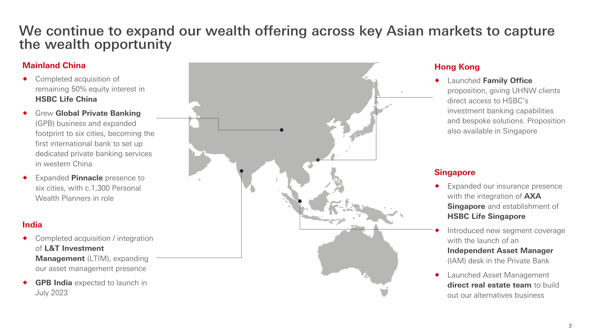 we continue to expand our wealth offering across key markets to capture the wealth opportunity | HSBC