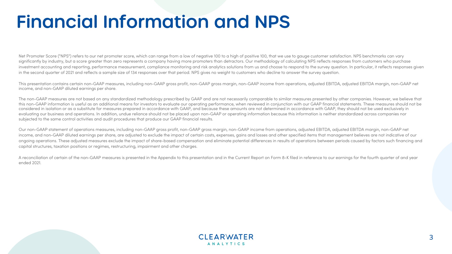 financial information and | Clearwater Analytics