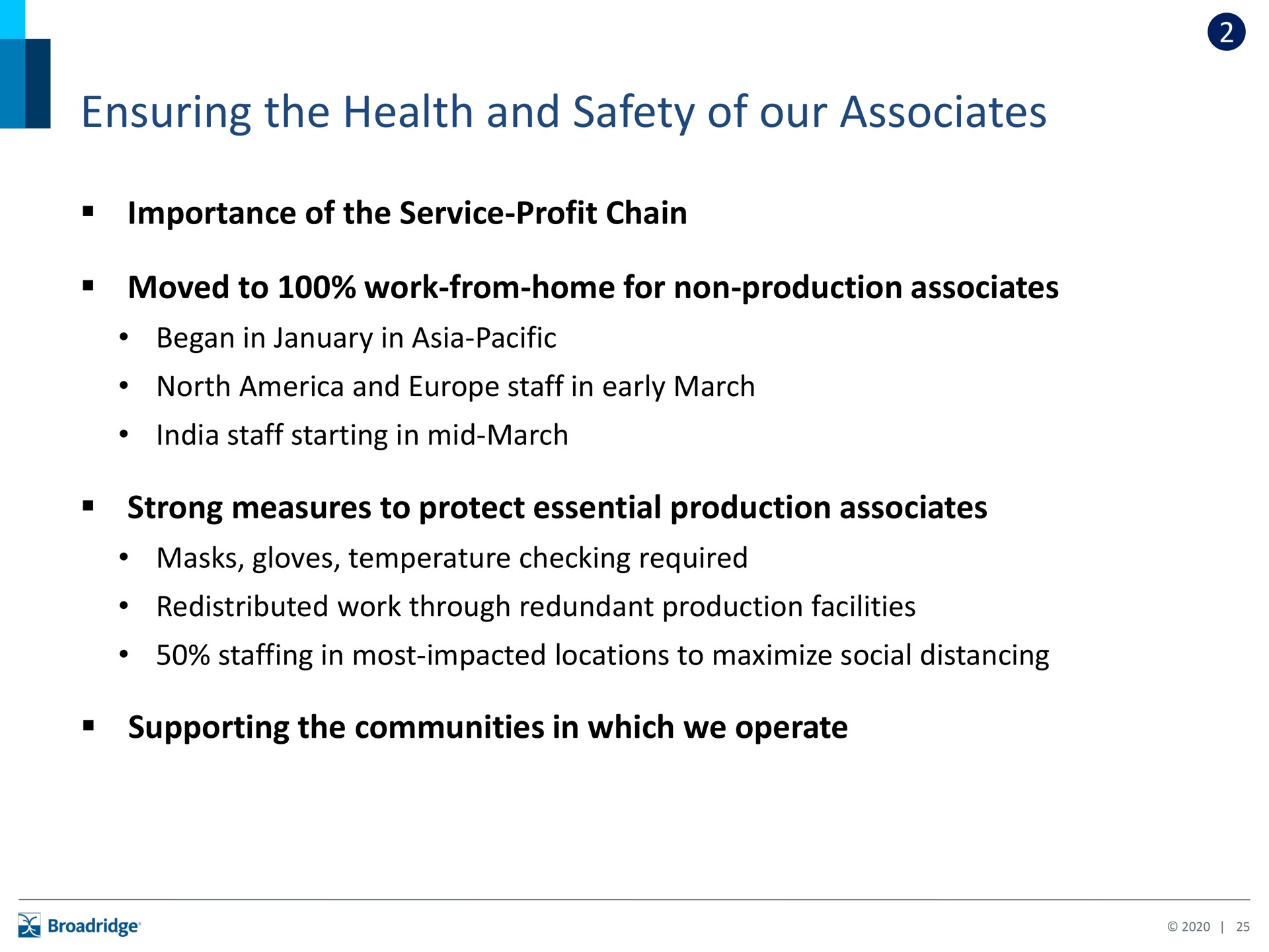 ensuring the health and safety of our associates | Broadridge Financial Solutions