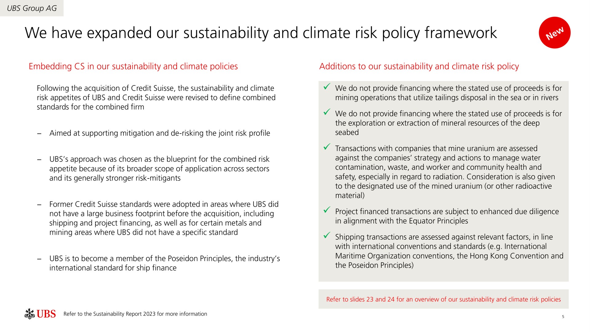 we have expanded our and climate risk policy framework | UBS