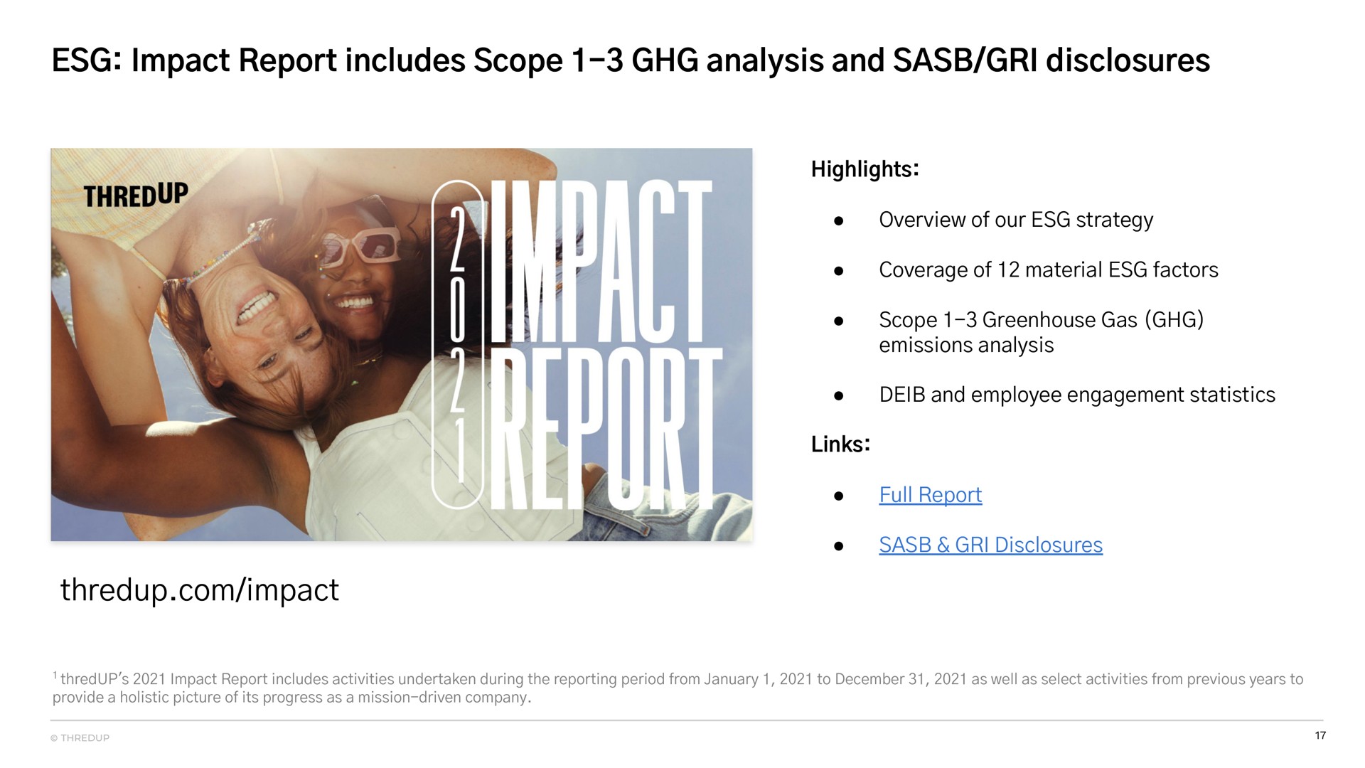 impact report includes scope analysis and disclosures impact | thredUP