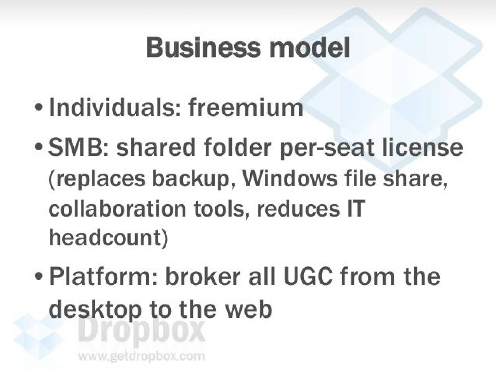 business model individuals shared folder per seat license platform broker all from the to the web | Dropbox