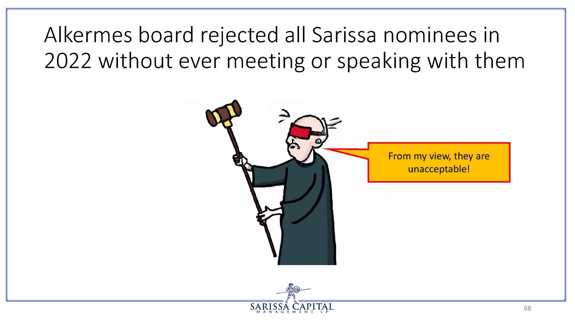 alkermes board rejected all nominees in without ever meeting or speaking with them a | Sarissa Capital