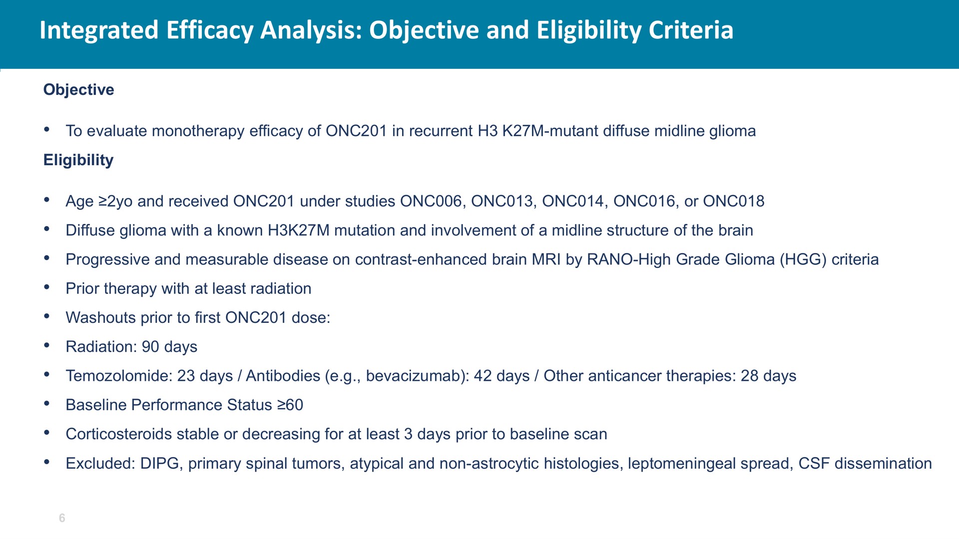 integrated efficacy analysis objective and eligibility criteria | Chimerix
