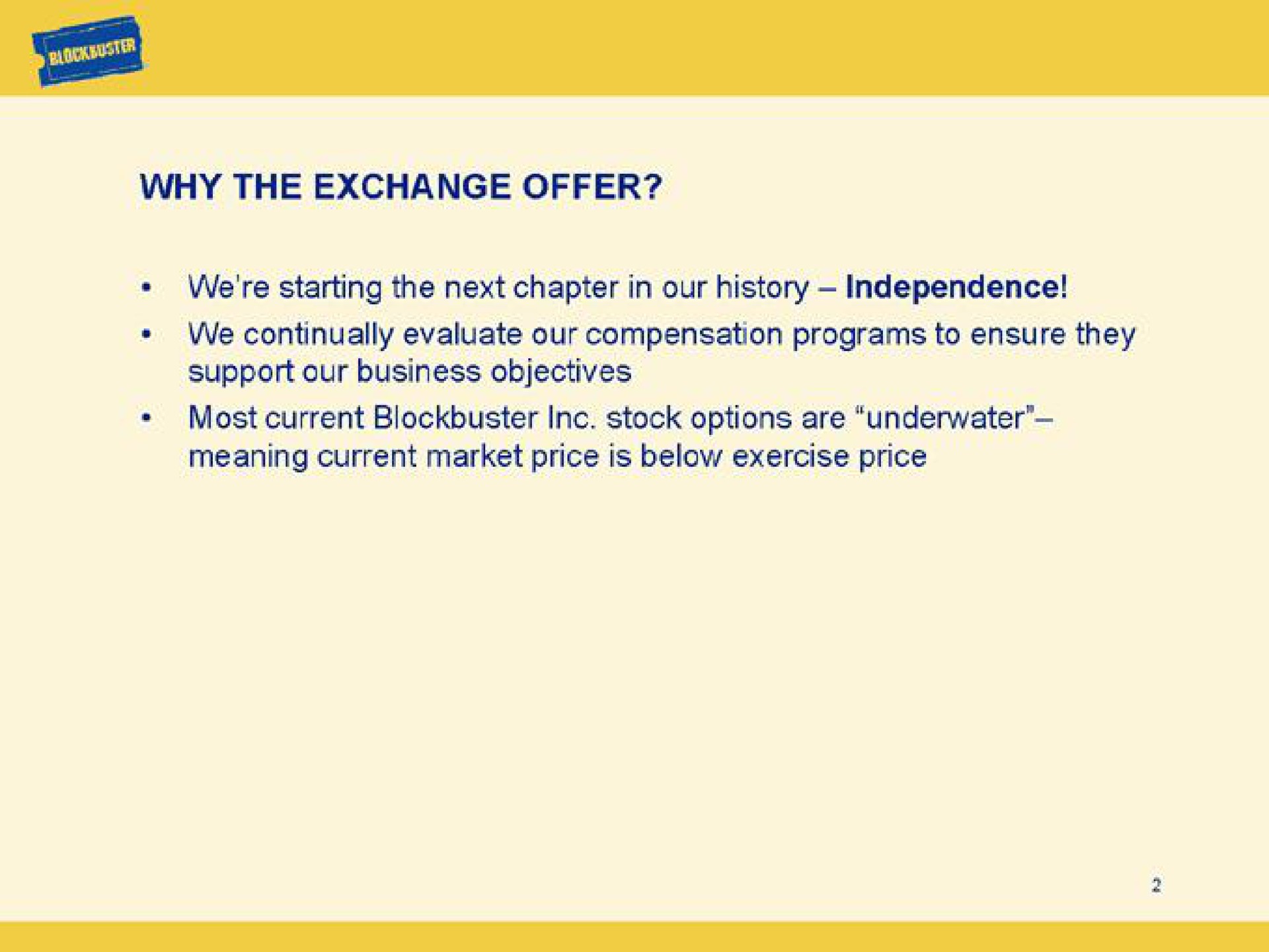 why the exchange offer | Blockbuster Video