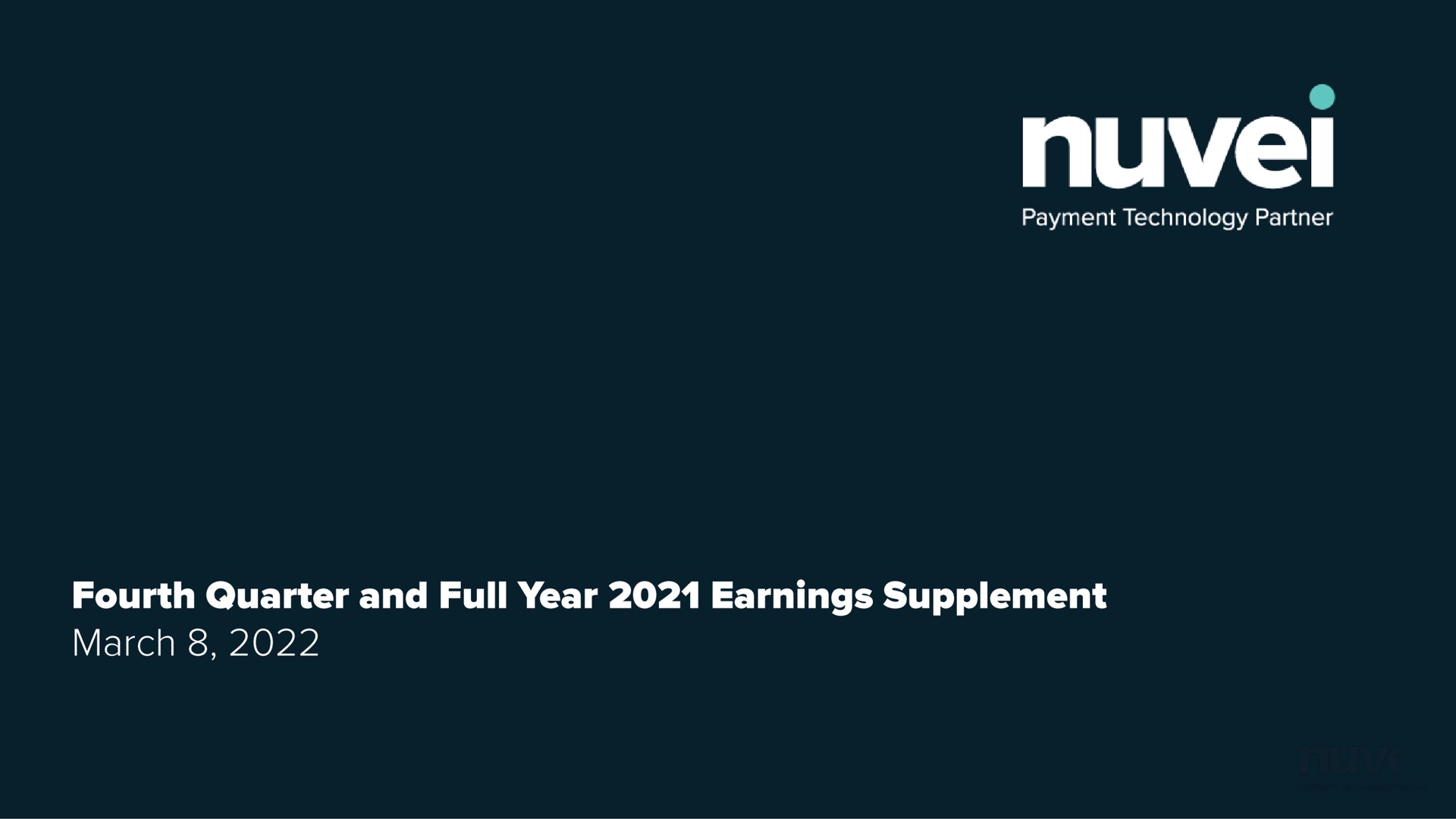 payment technology partner fourth quarter and full year earnings supplement march | Nuvei