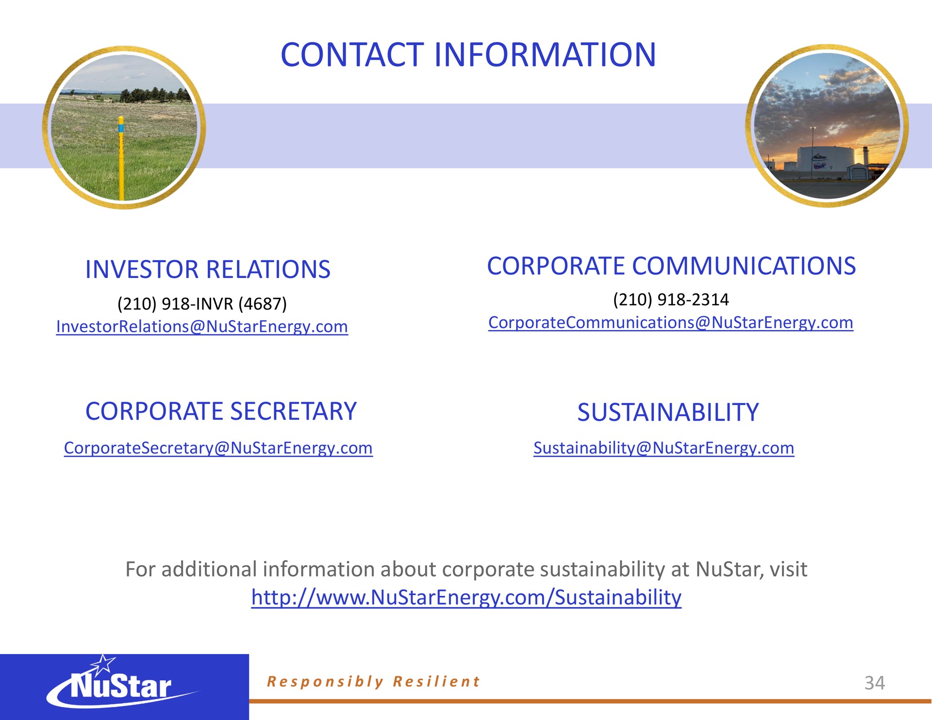 contact information investor relations corporate communications corporate secretary | NuStar Energy