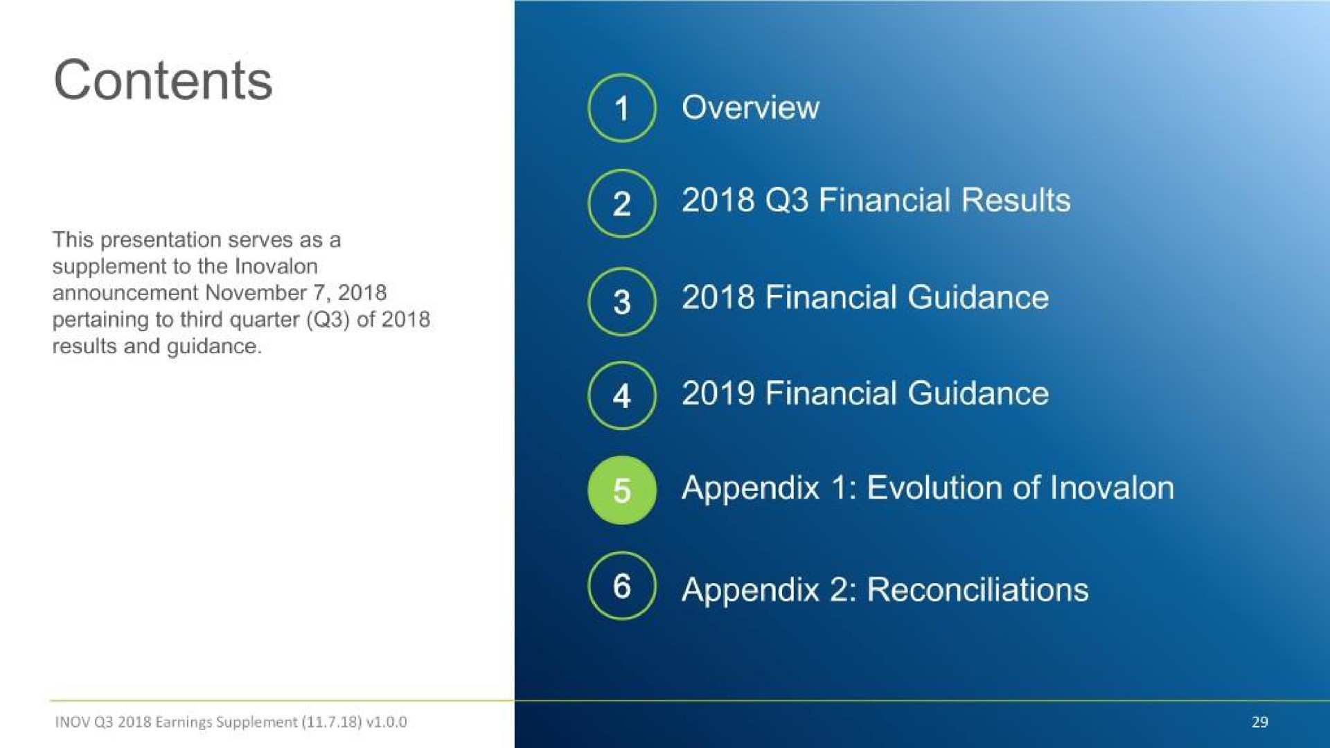 contents overview financial results financial guidance financial guidance appendix evolution of appendix reconciliations | Inovalon