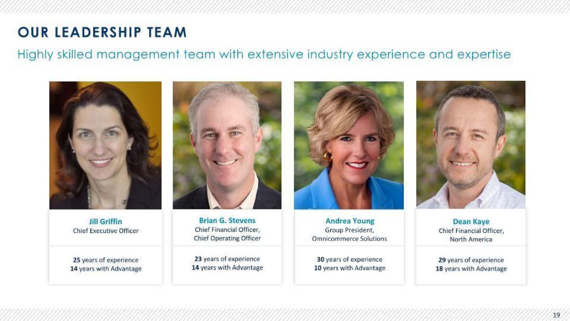 our leadership team highly skilled management team with extensive industry experience and | Advantage Solutions