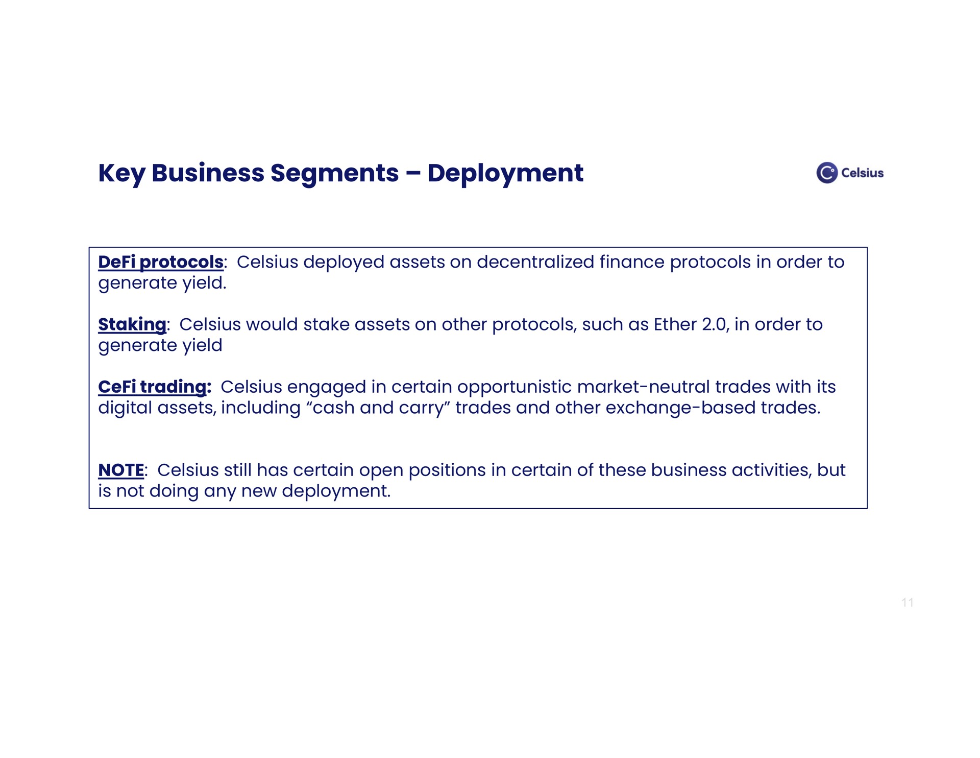 key business segments deployment | Celsius Holdings