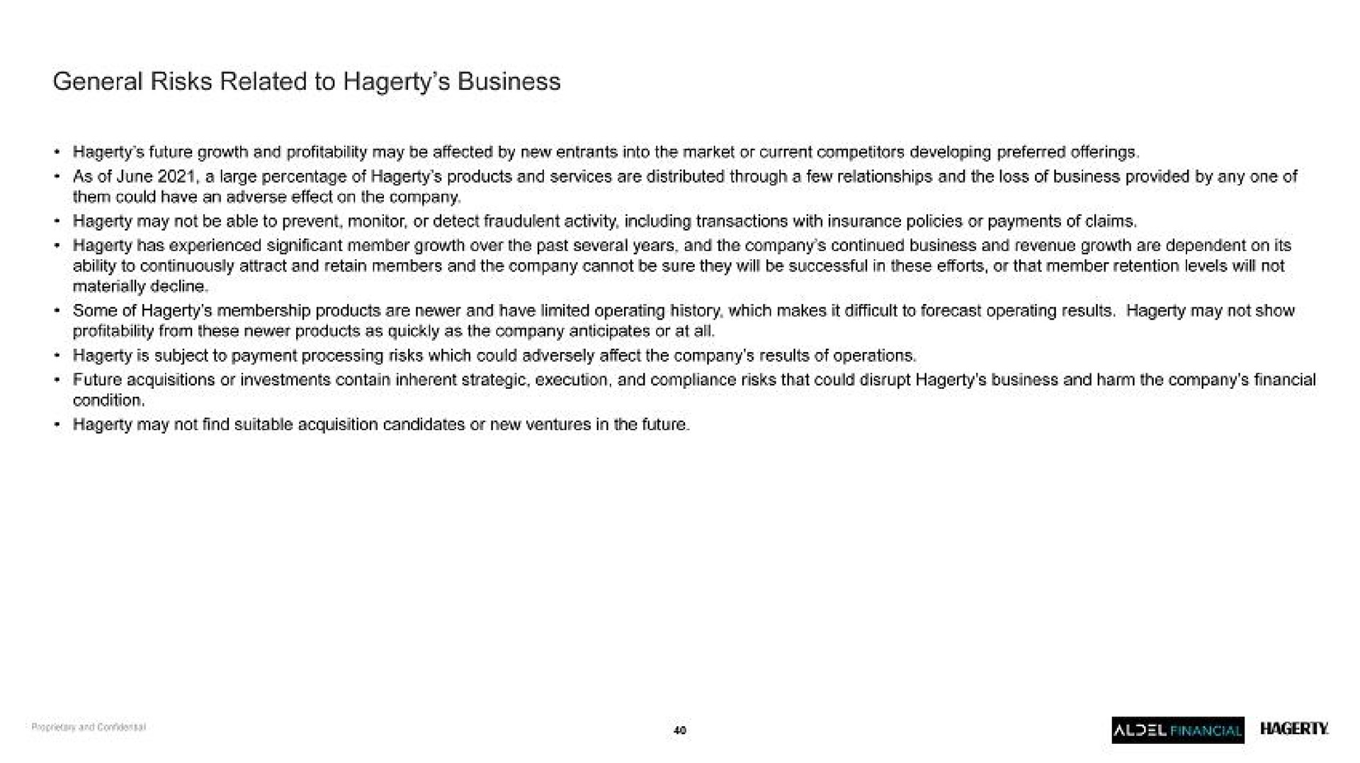 general risks related to business | Hagerty