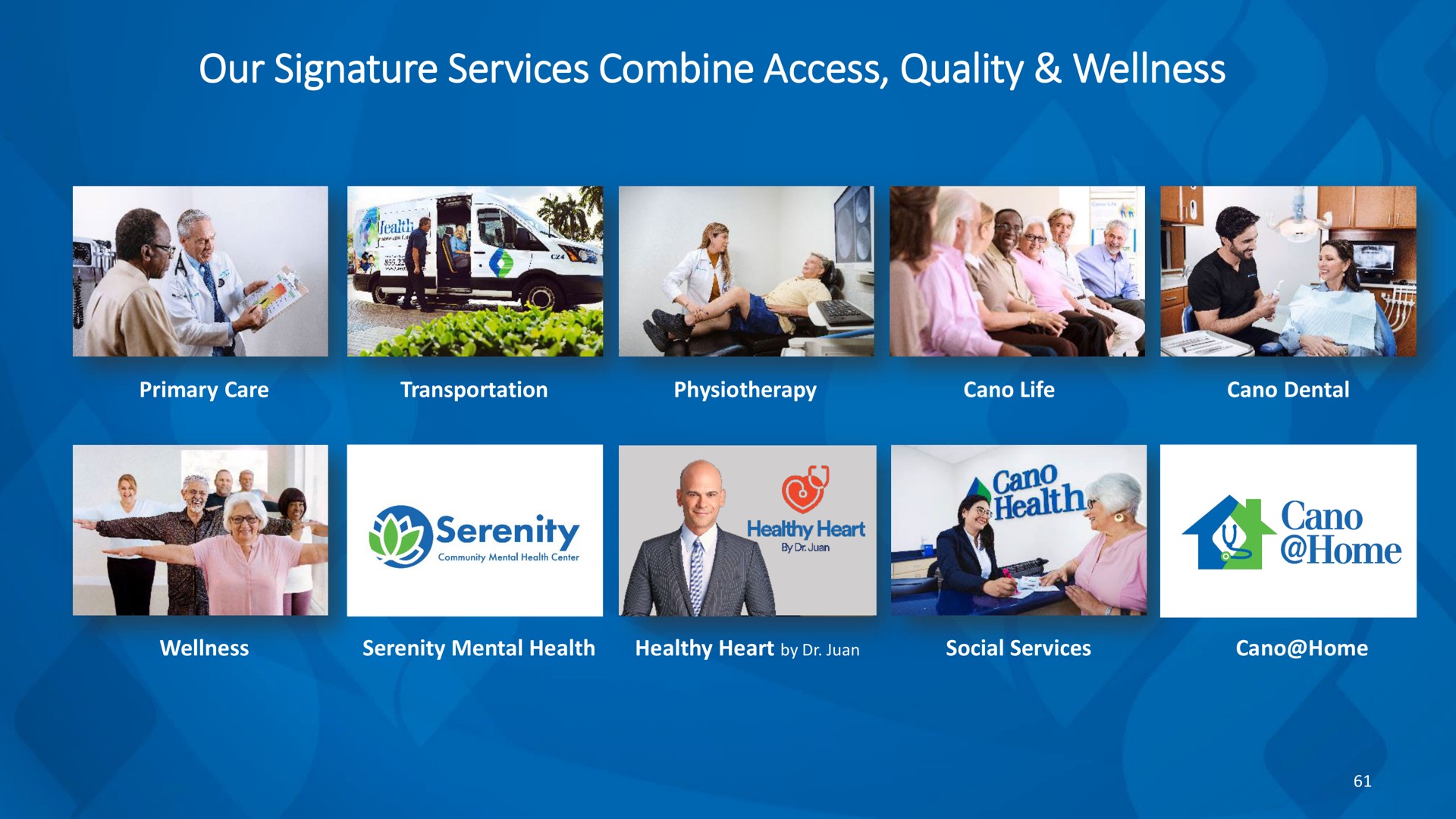 our signature services combine access quality wellness we serenity | Cano Health