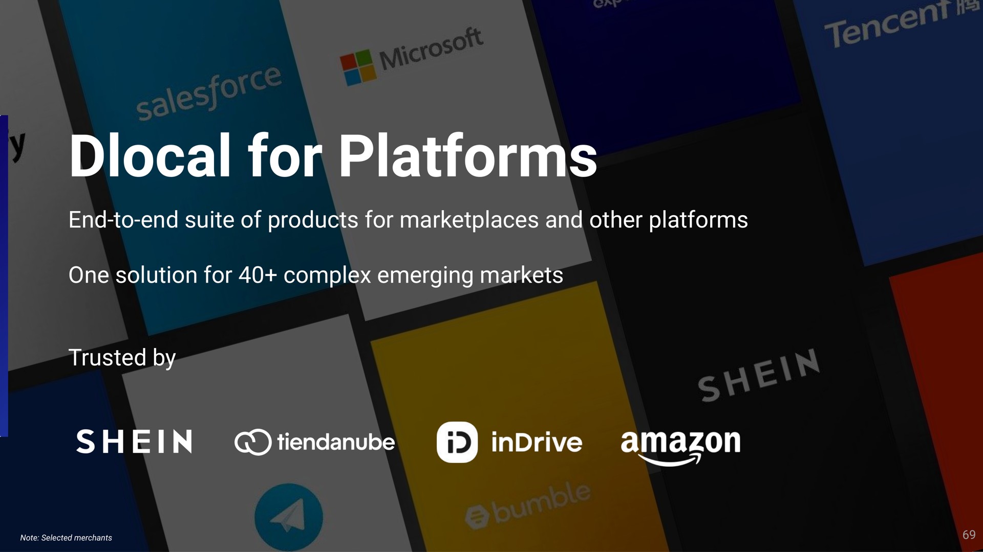 for platforms end to end suite of products for and other platforms one solution for complex emerging markets trusted by | dLocal