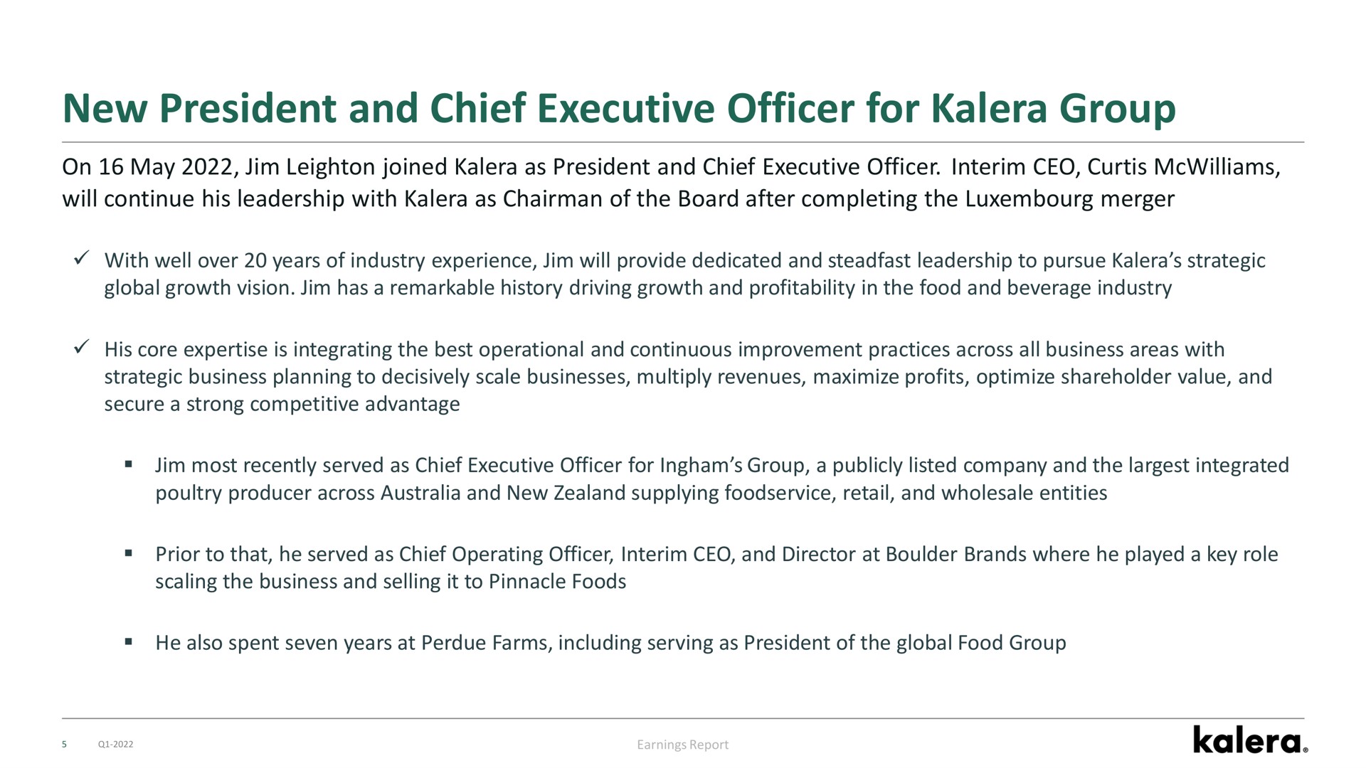 new president and chief executive officer for group exam | Kalera