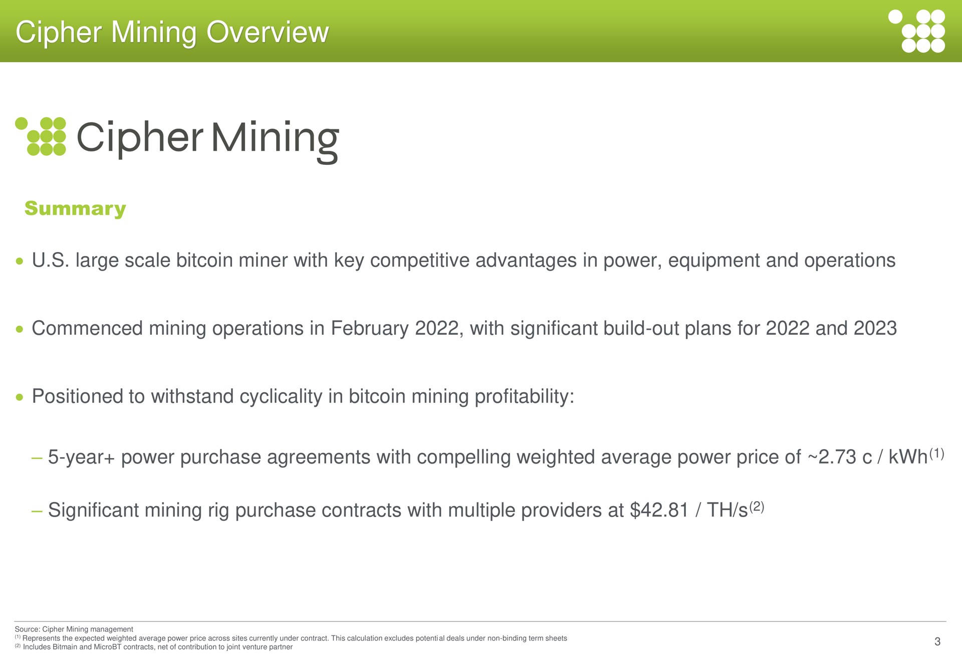 cipher mining overview | Cipher Mining