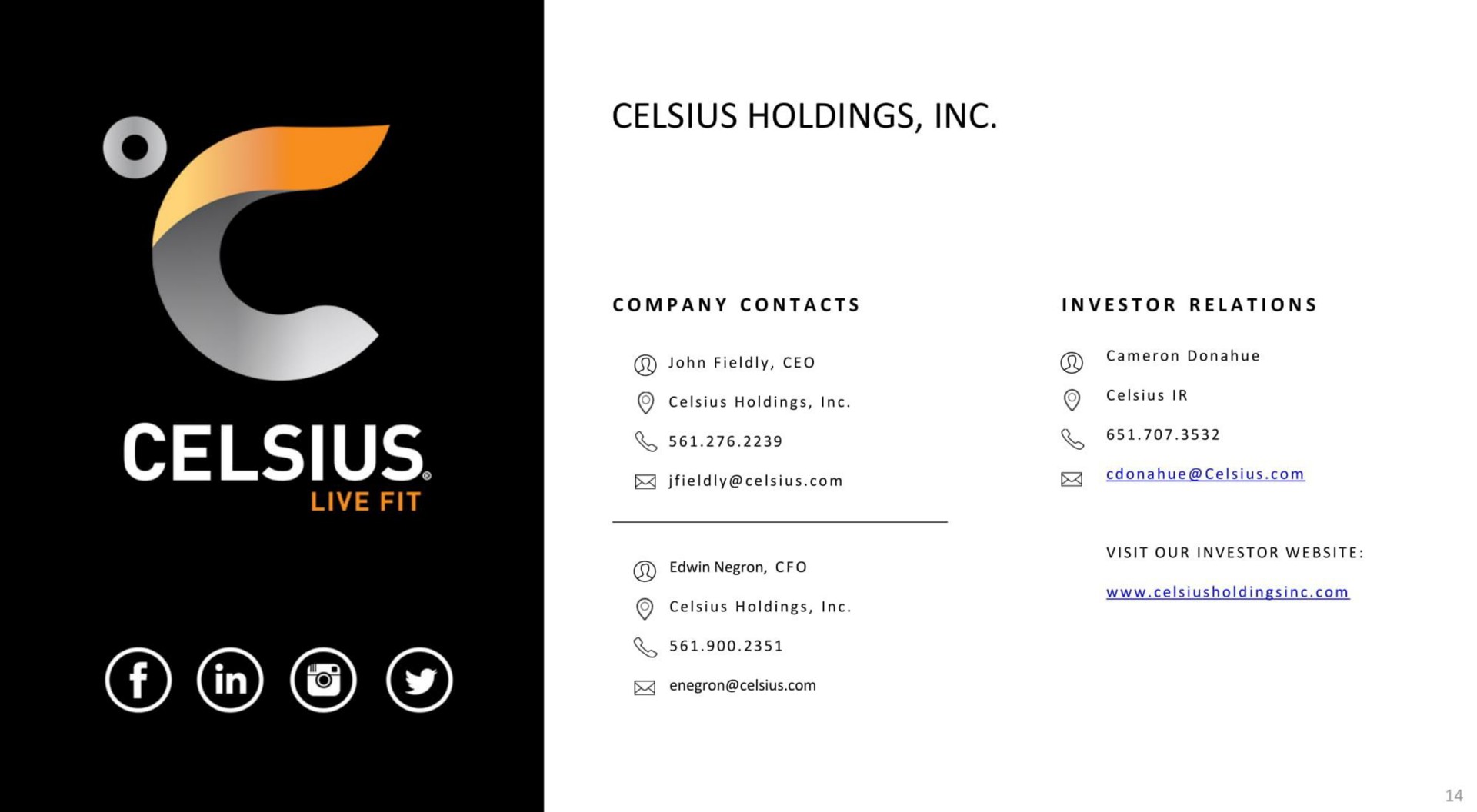 holdings | Celsius Holdings